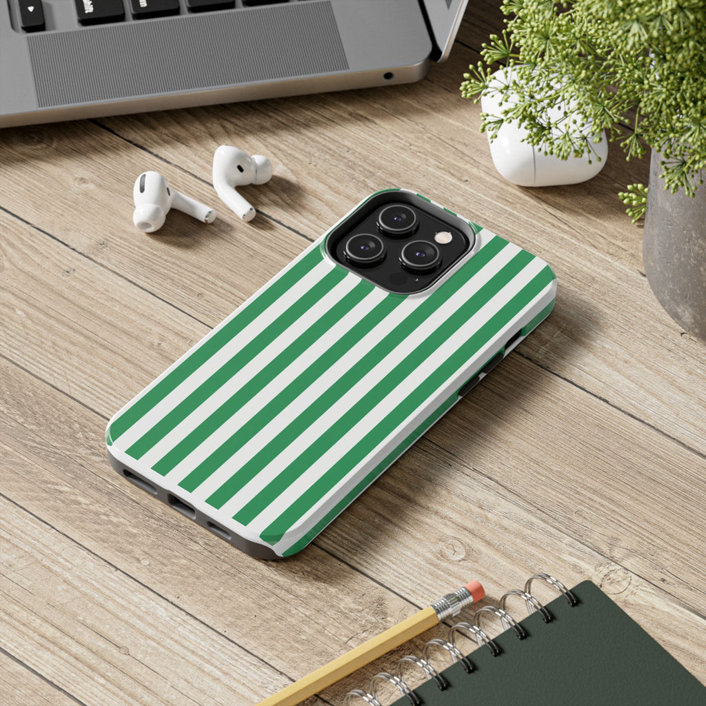 Kelly Green Striped Tough Phone Case