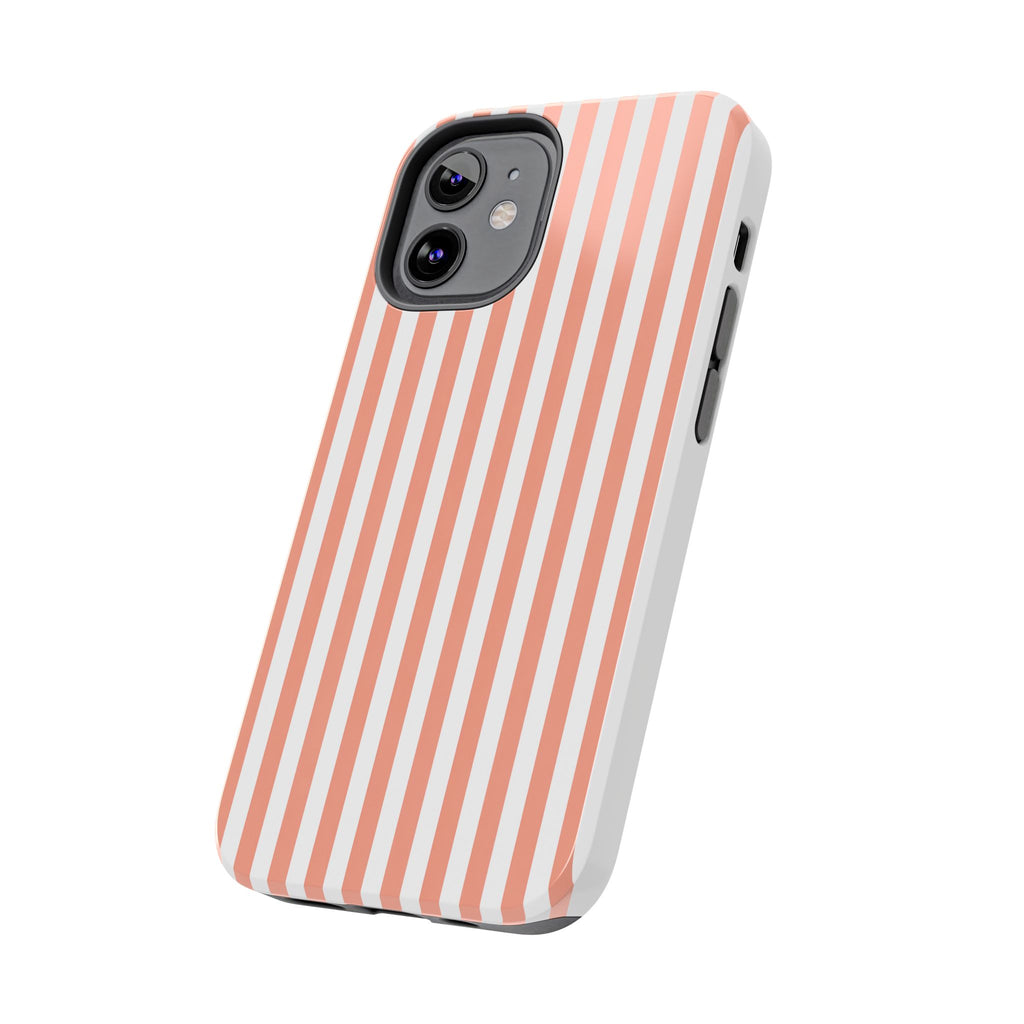 Coral Reef Striped Tough Phone Case | Coral & White Coastal iPhone Case