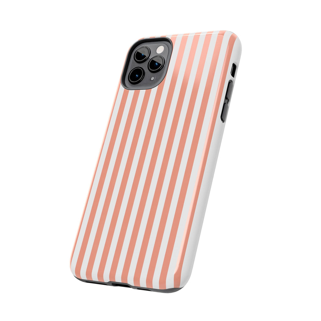 Coral Reef Striped Tough Phone Case | Coral & White Coastal iPhone Case