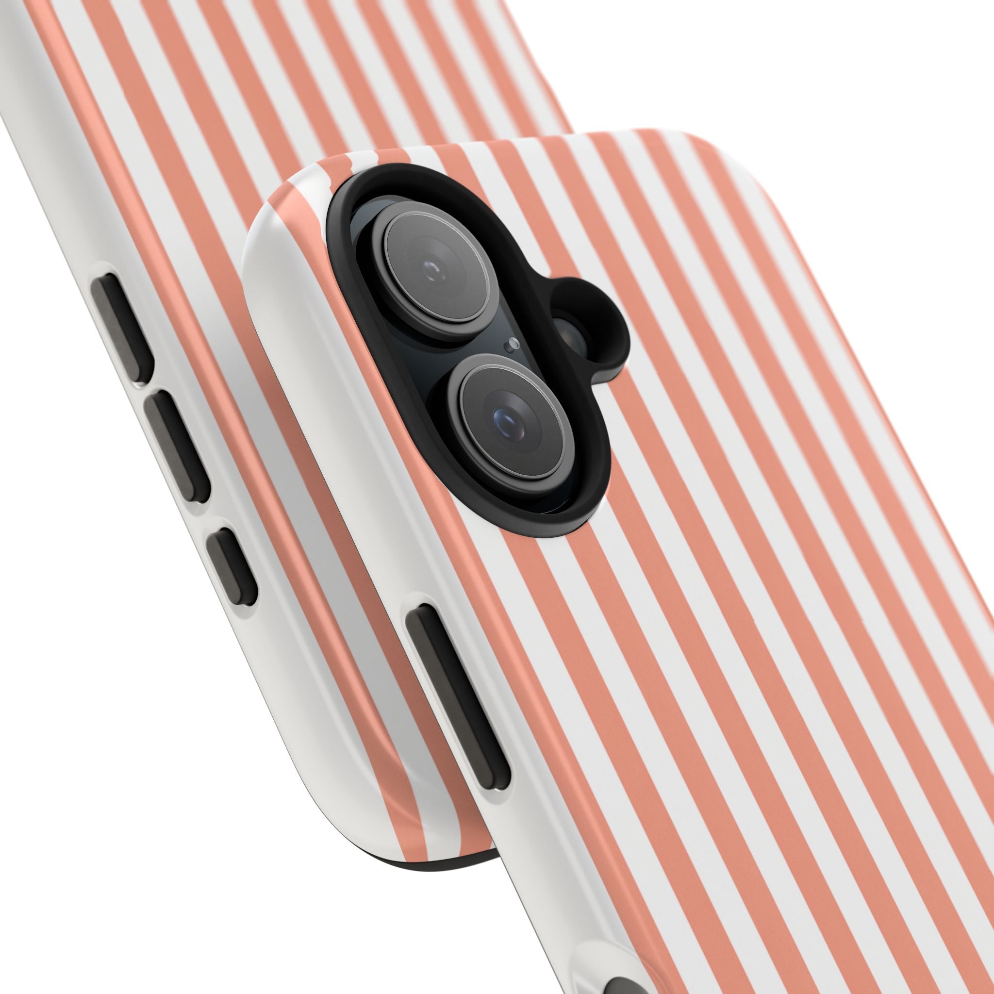 Coral Reef Striped Tough Phone Case | Coral & White Coastal iPhone Case