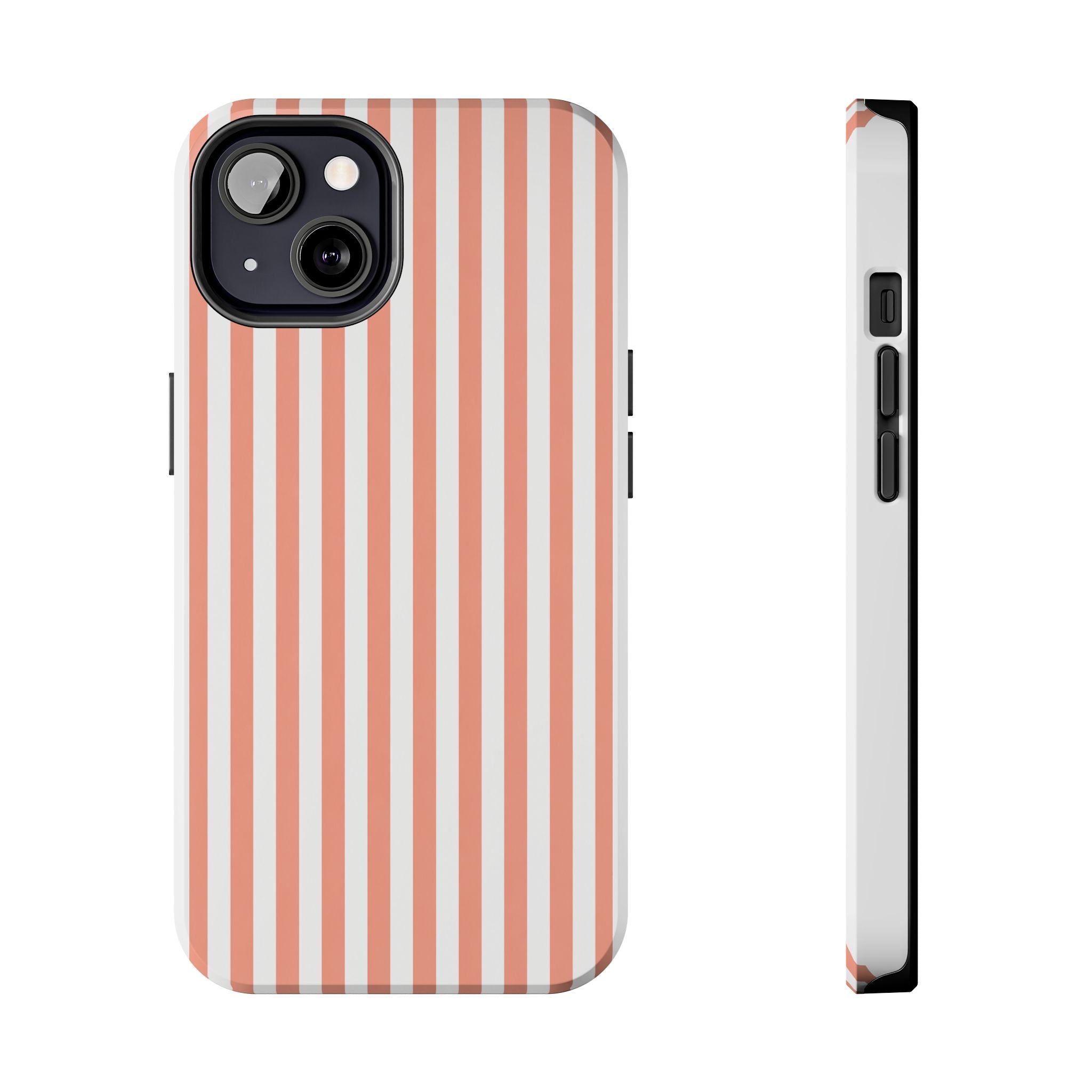 Coral Reef Striped Tough Phone Case | Coral & White Coastal iPhone Case