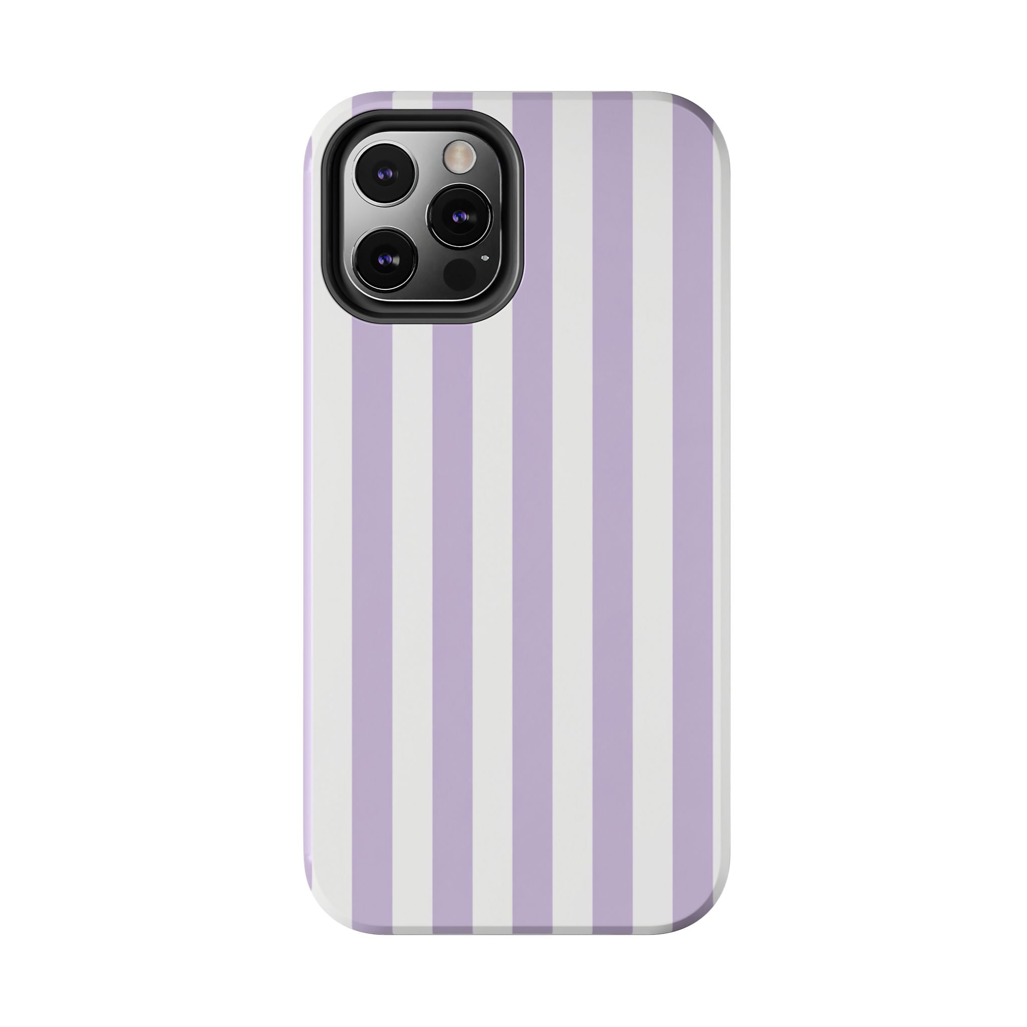Lavender Mist Striped Tough Phone Case | Soft Purple & White Preppy iPhone Case