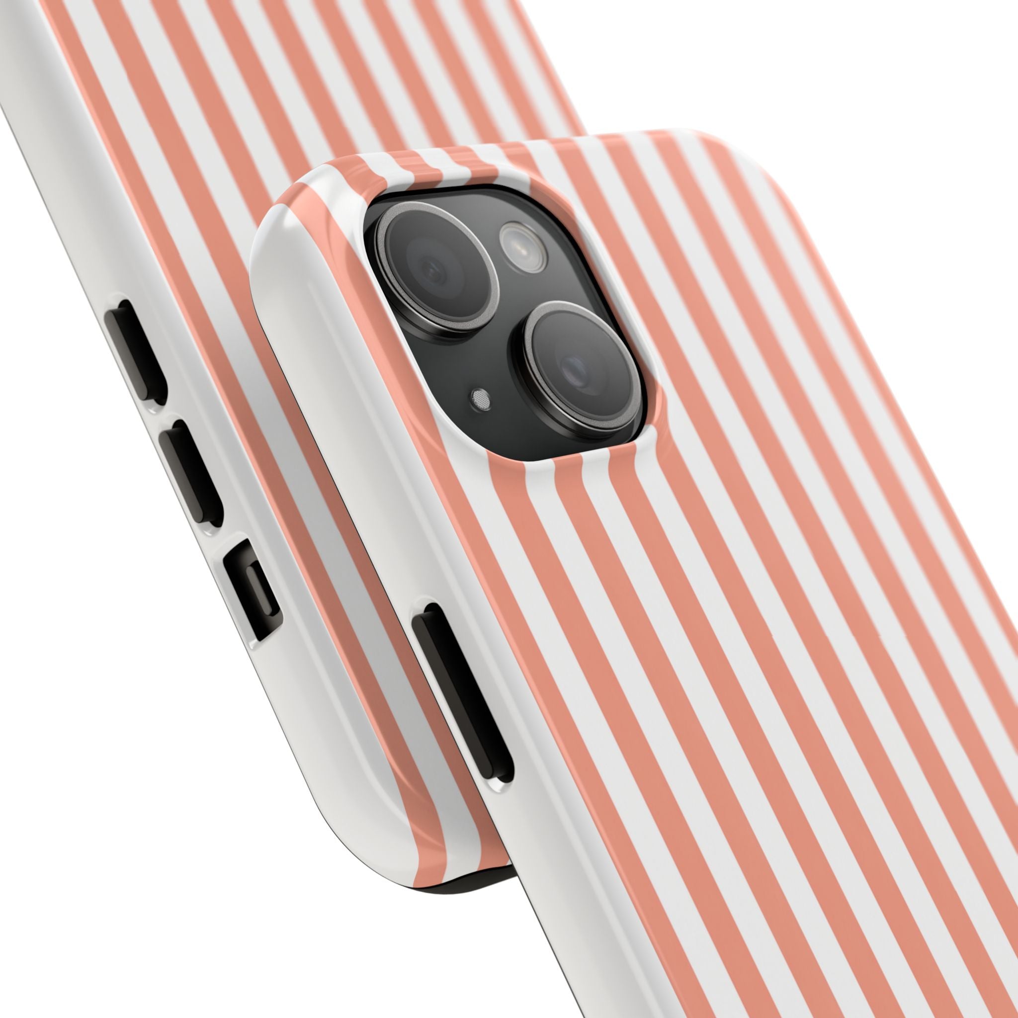Coral Reef Striped Tough Phone Case | Coral & White Coastal iPhone Case
