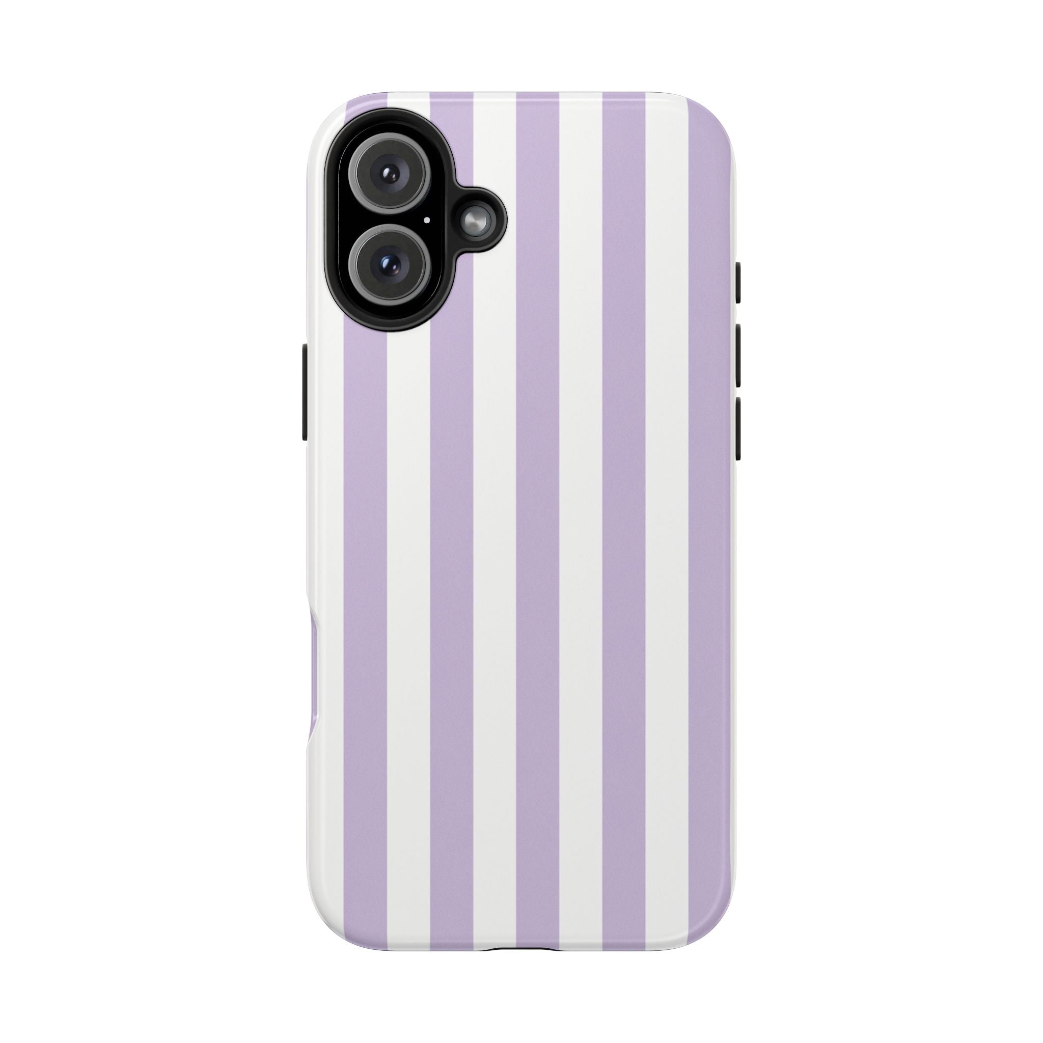 Lavender Mist Striped Tough Phone Case | Soft Purple & White Preppy iPhone Case
