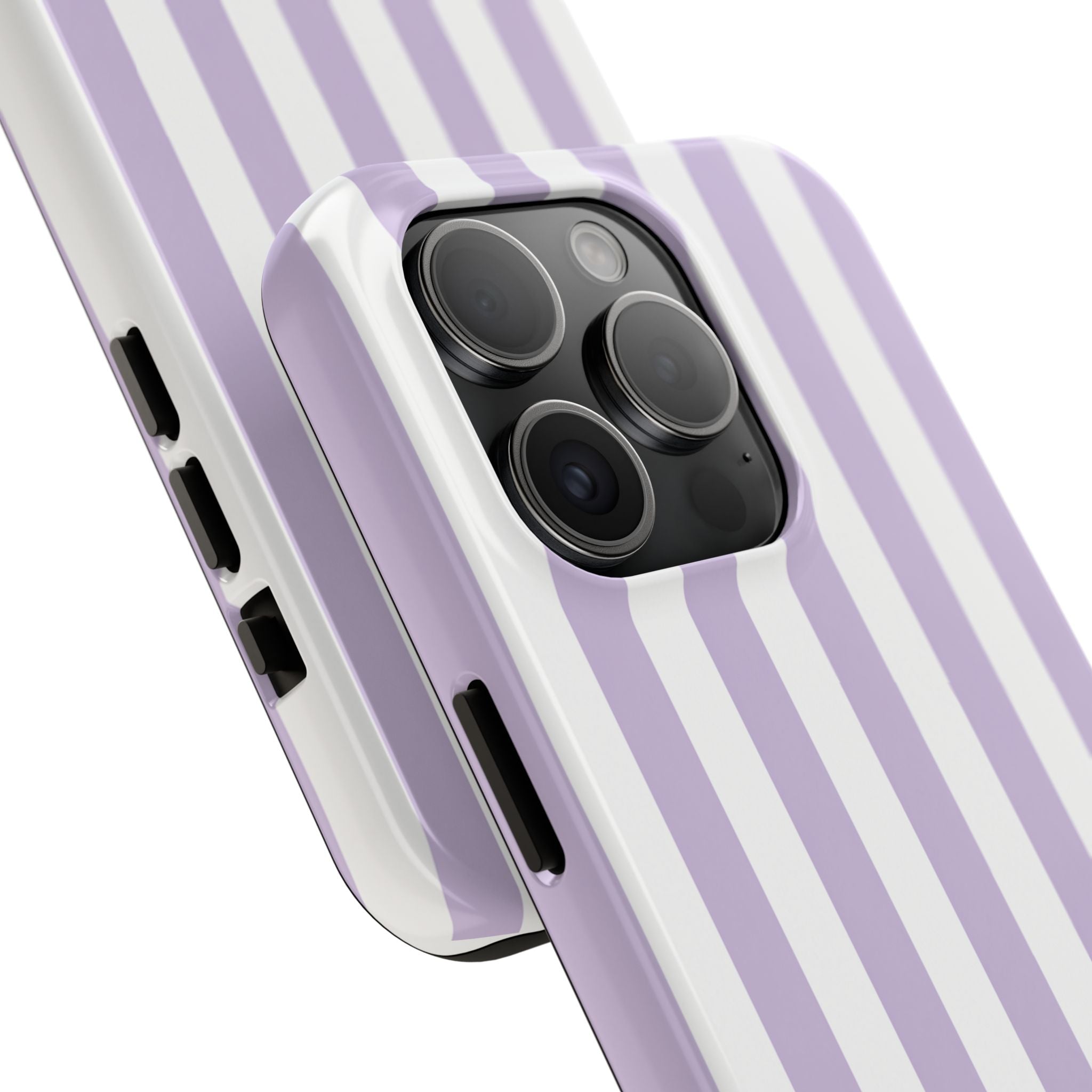 Lavender Mist Striped Tough Phone Case | Soft Purple & White Preppy iPhone Case