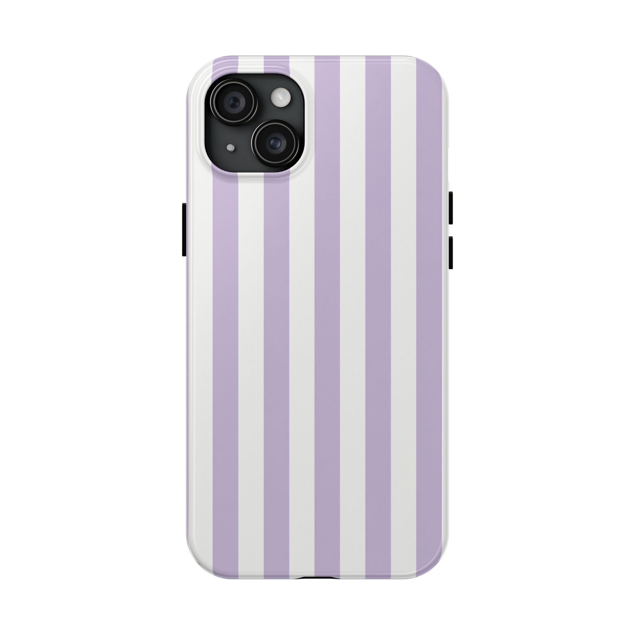Lavender Mist Striped Tough Phone Case | Soft Purple & White Preppy iPhone Case
