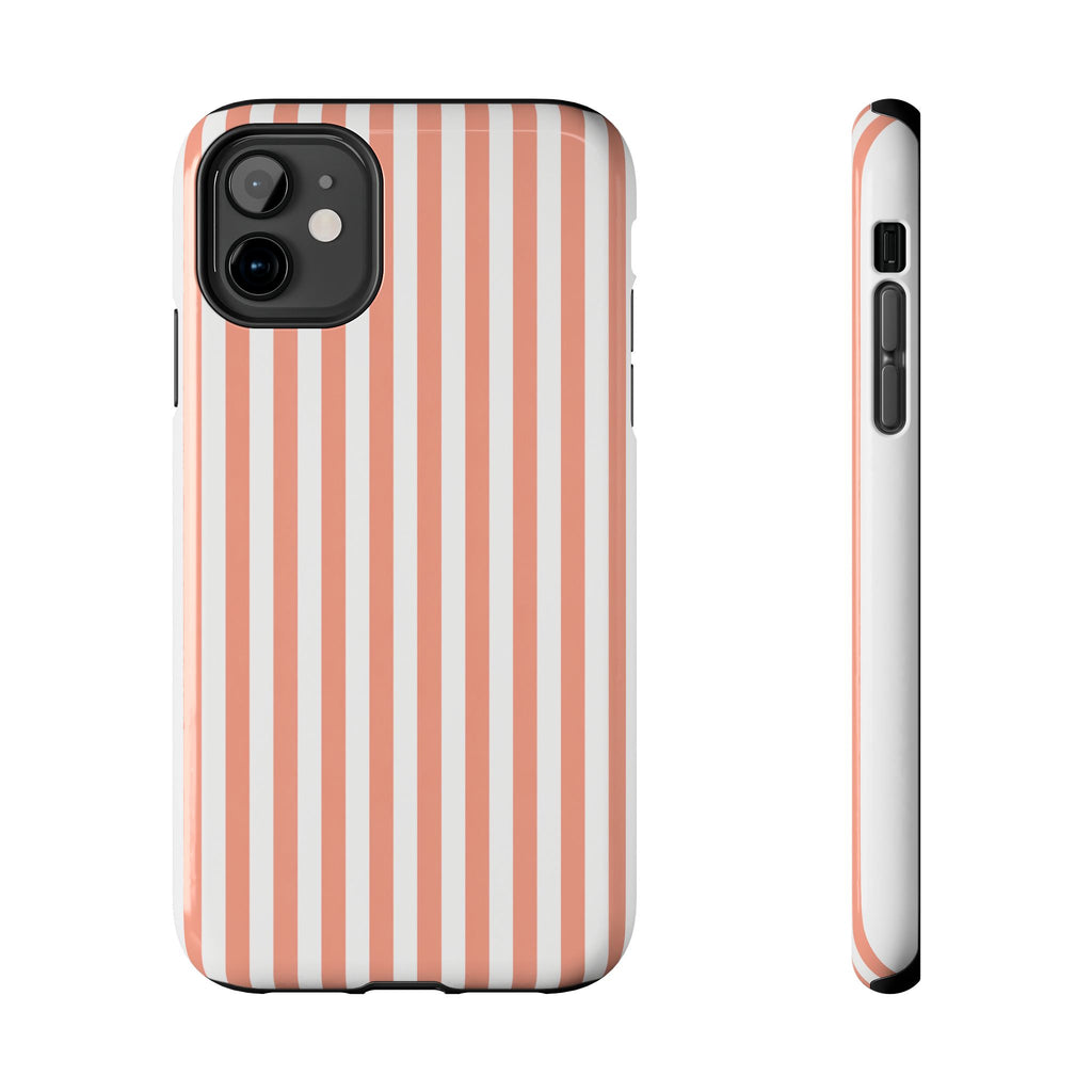 Coral Reef Striped Tough Phone Case | Coral & White Coastal iPhone Case