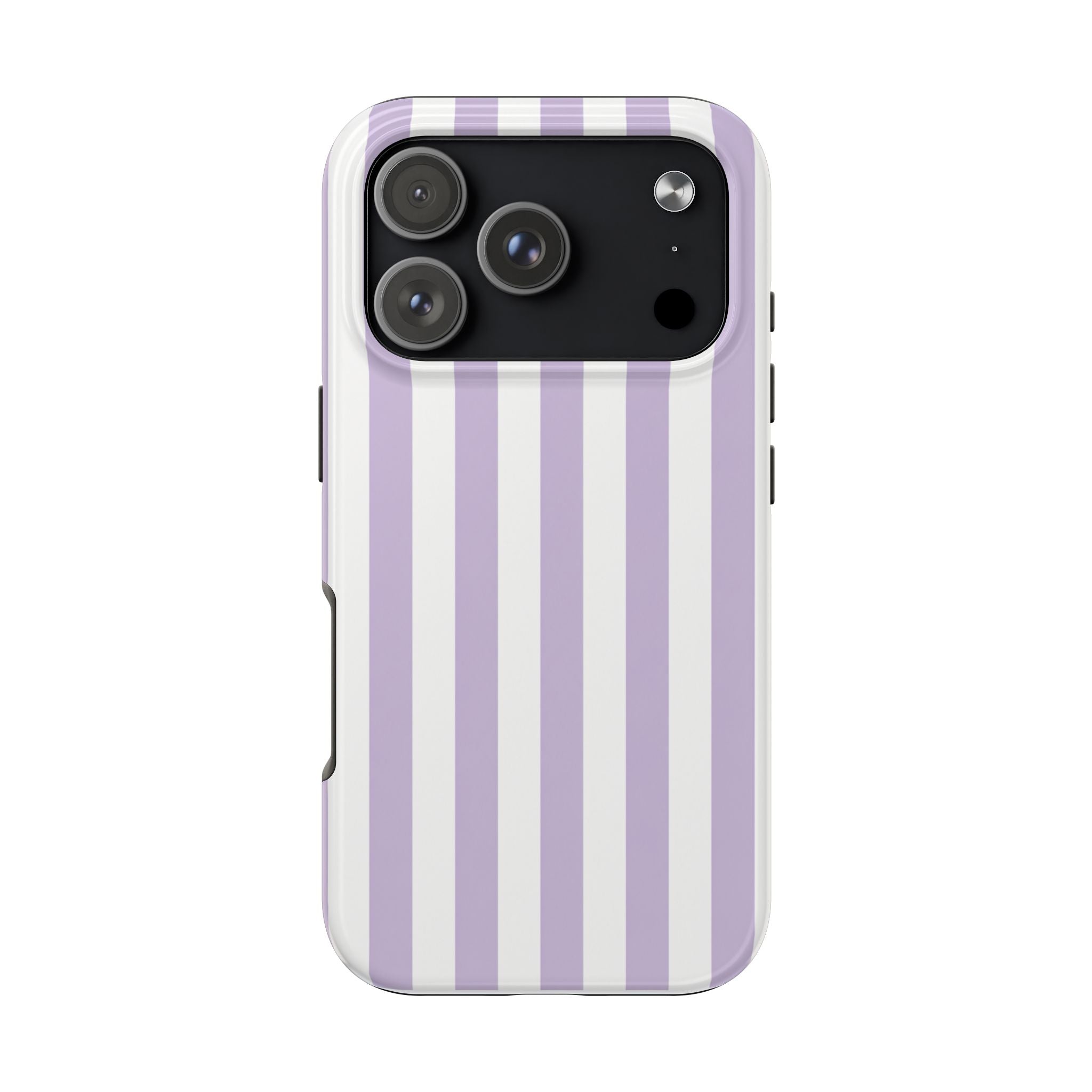 Lavender Mist Striped Tough Phone Case | Soft Purple & White Preppy iPhone Case
