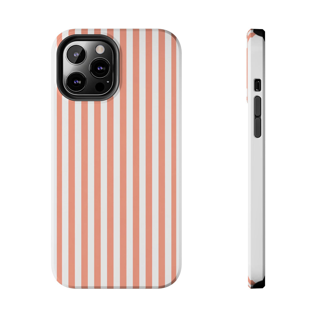 Coral Reef Striped Tough Phone Case | Coral & White Coastal iPhone Case