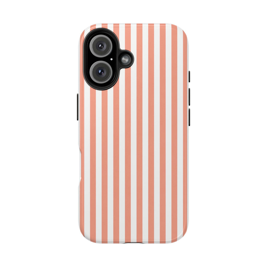 Coral Reef Striped Tough Phone Case | Coral & White Coastal iPhone Case