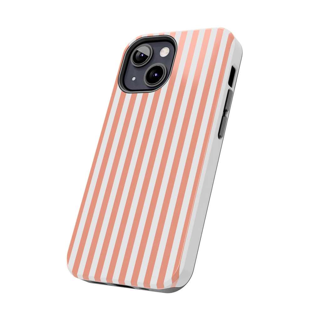 Coral Reef Striped Tough Phone Case | Coral & White Coastal iPhone Case
