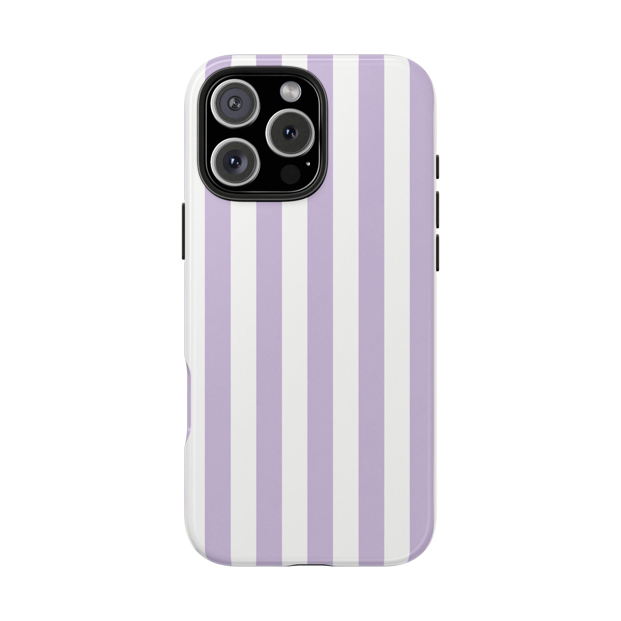 Lavender Mist Striped Tough Phone Case | Soft Purple & White Preppy iPhone Case