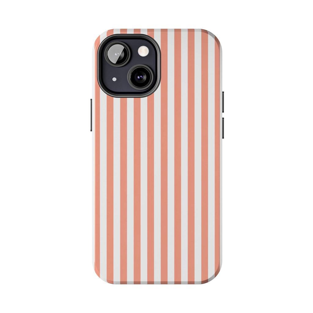 Coral Reef Striped Tough Phone Case | Coral & White Coastal iPhone Case