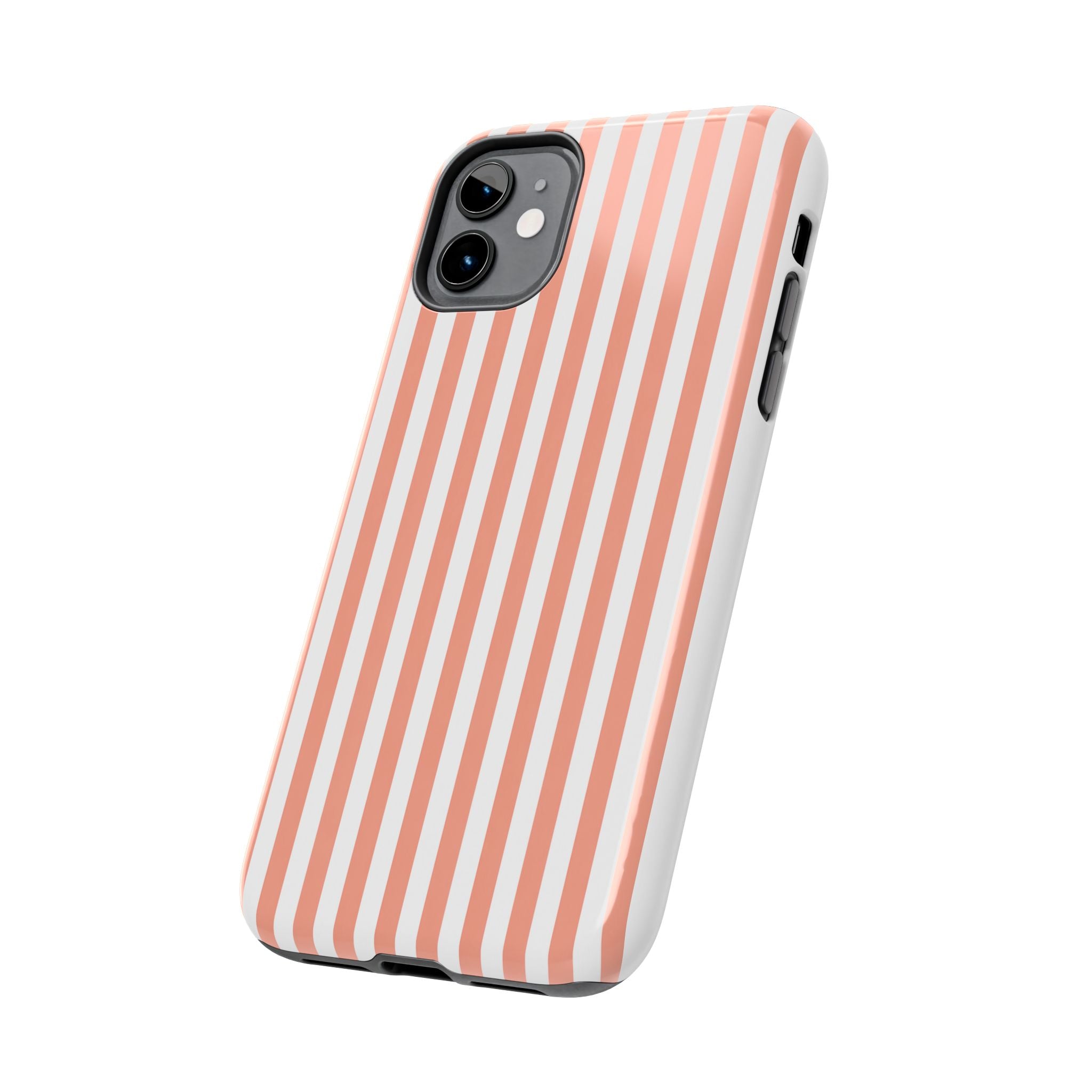 Coral Reef Striped Tough Phone Case | Coral & White Coastal iPhone Case
