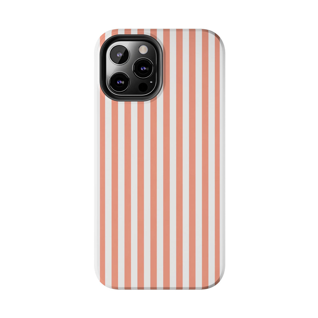 Coral Reef Striped Tough Phone Case | Coral & White Coastal iPhone Case