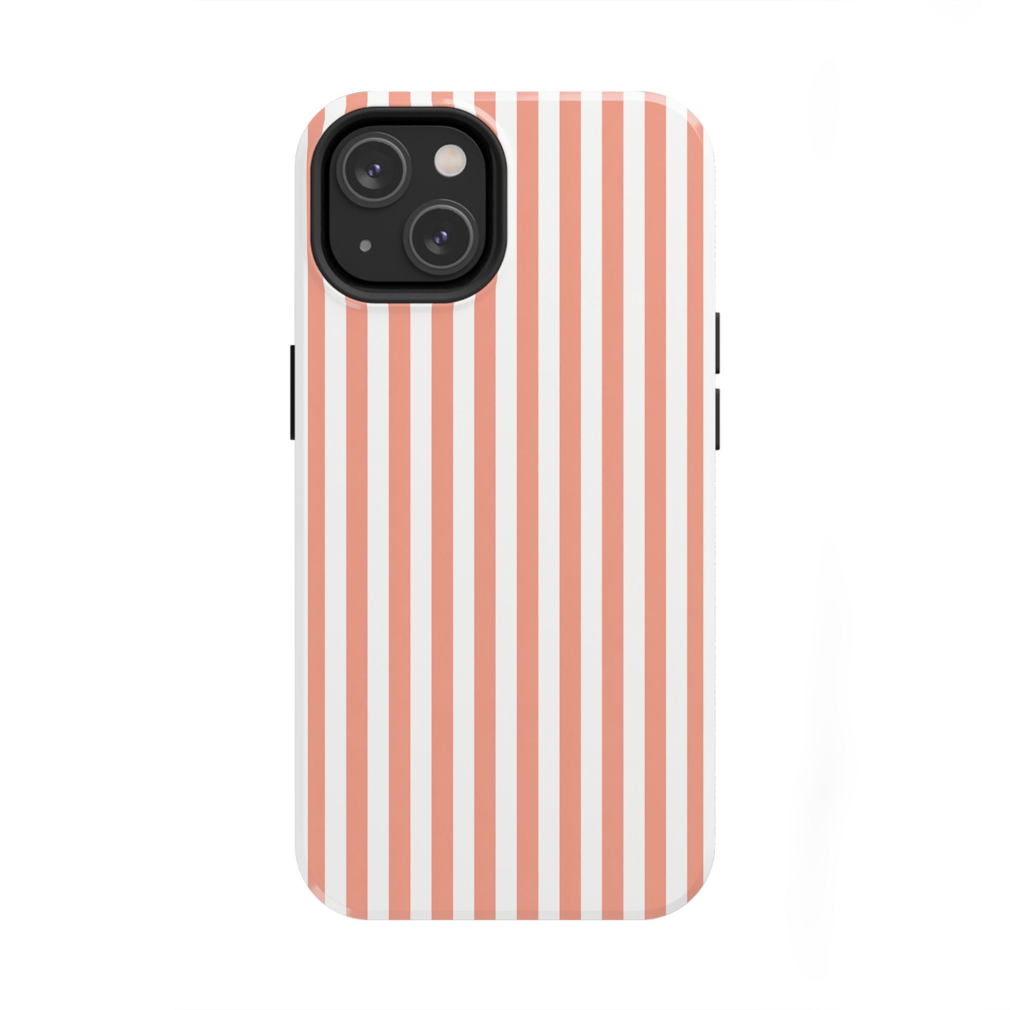 Coral Reef Striped Tough Phone Case | Coral & White Coastal iPhone Case