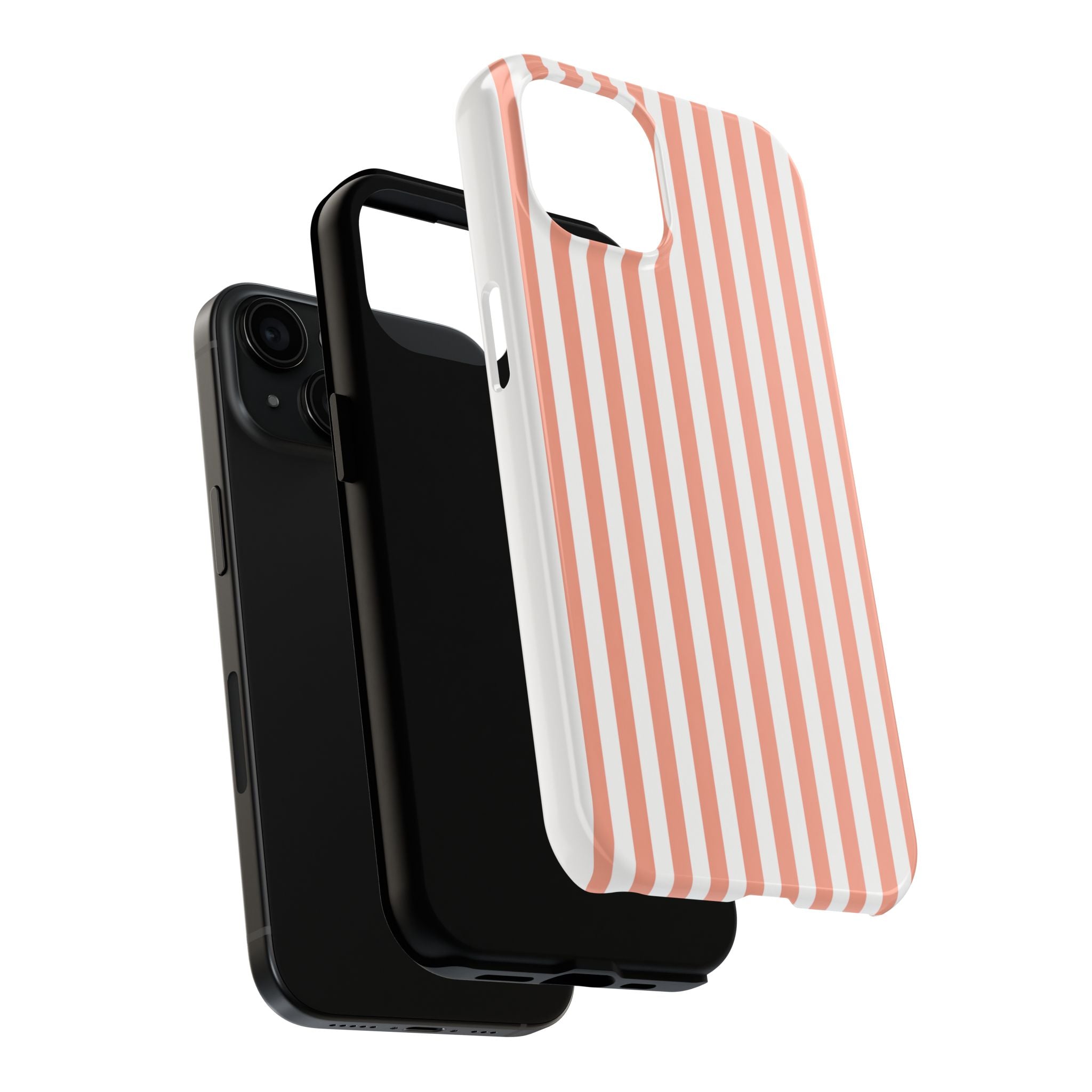 Coral Reef Striped Tough Phone Case | Coral & White Coastal iPhone Case