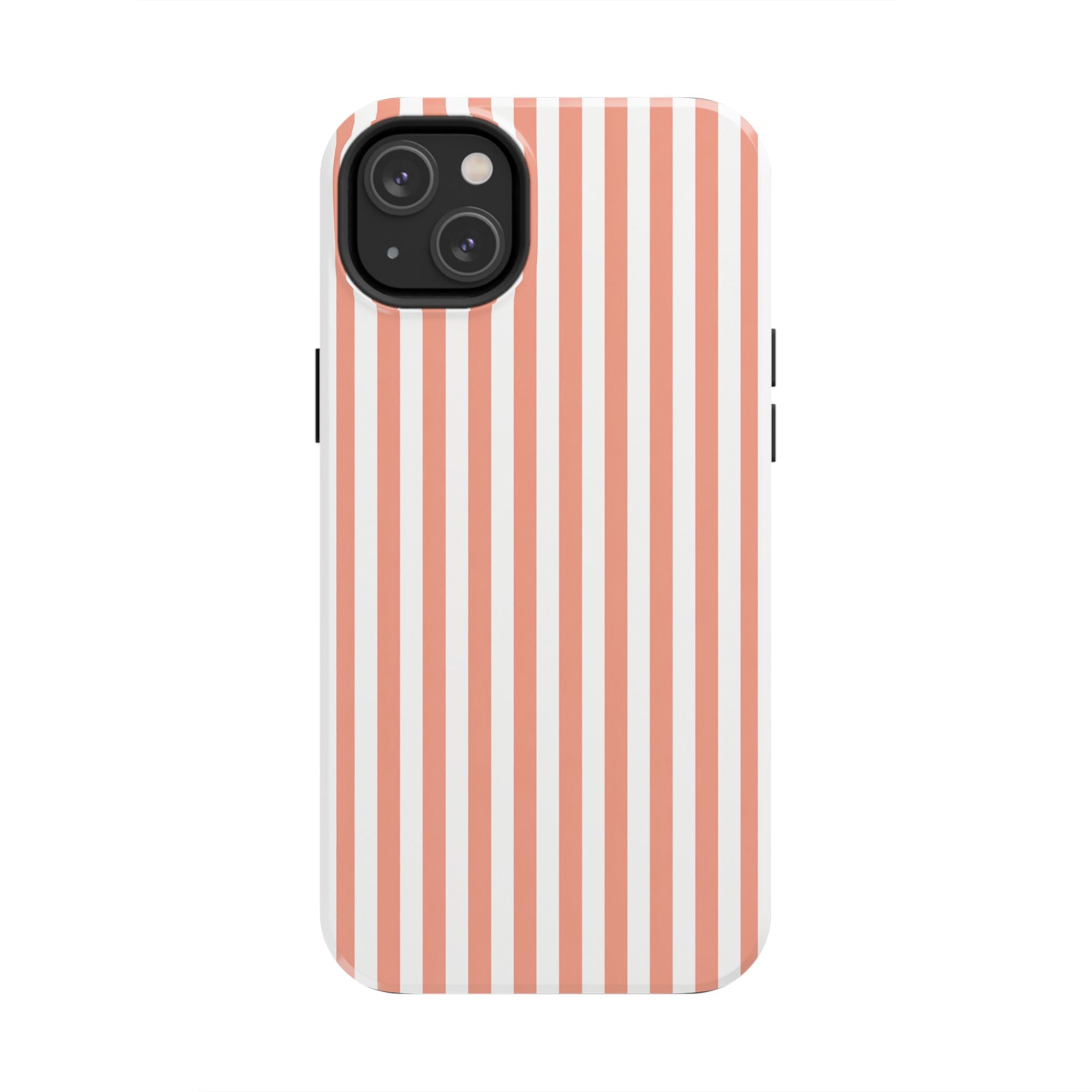 Coral Reef Striped Tough Phone Case | Coral & White Coastal iPhone Case