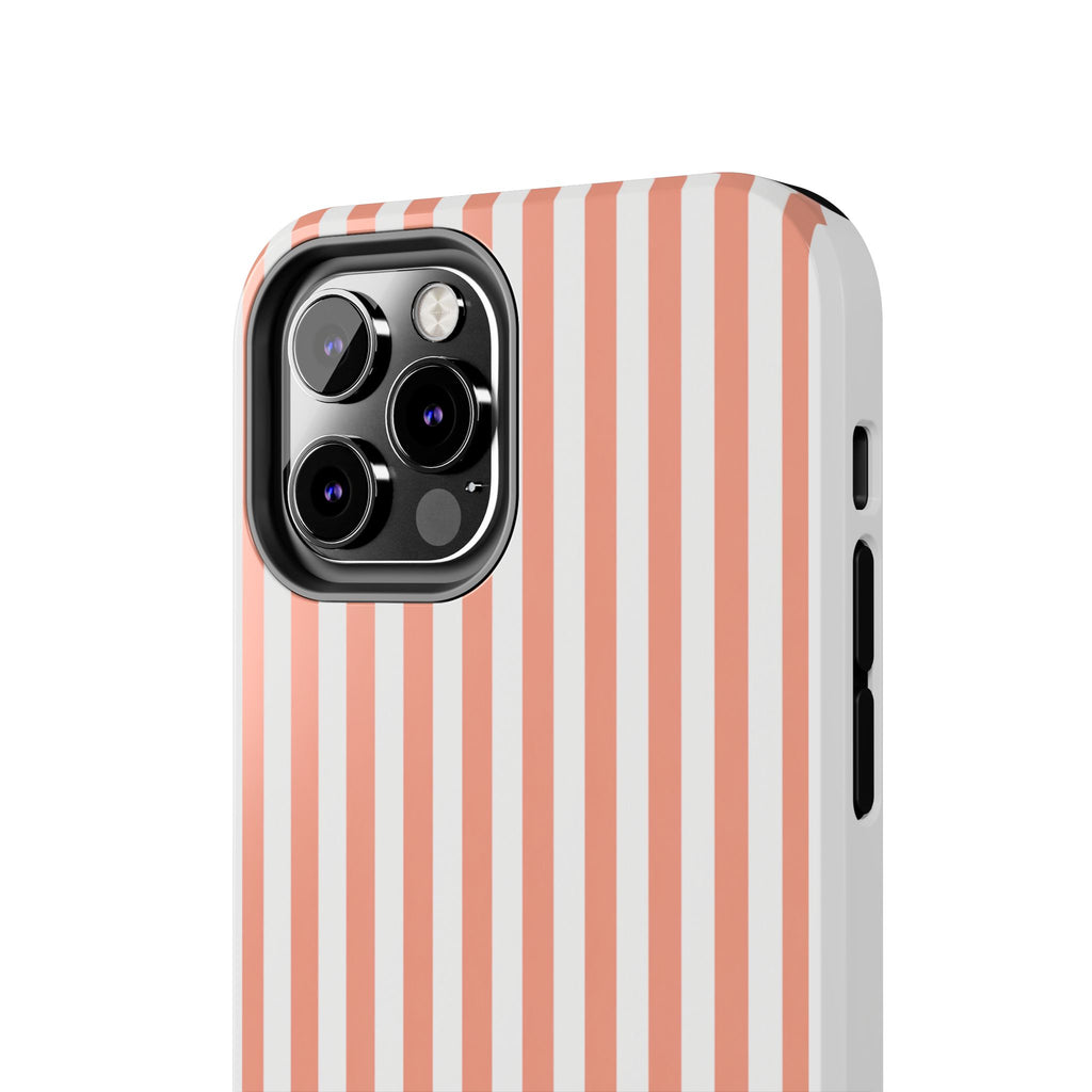 Coral Reef Striped Tough Phone Case | Coral & White Coastal iPhone Case