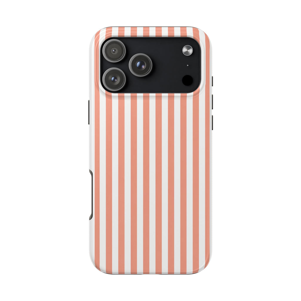 Coral Reef Striped Tough Phone Case | Coral & White Coastal iPhone Case