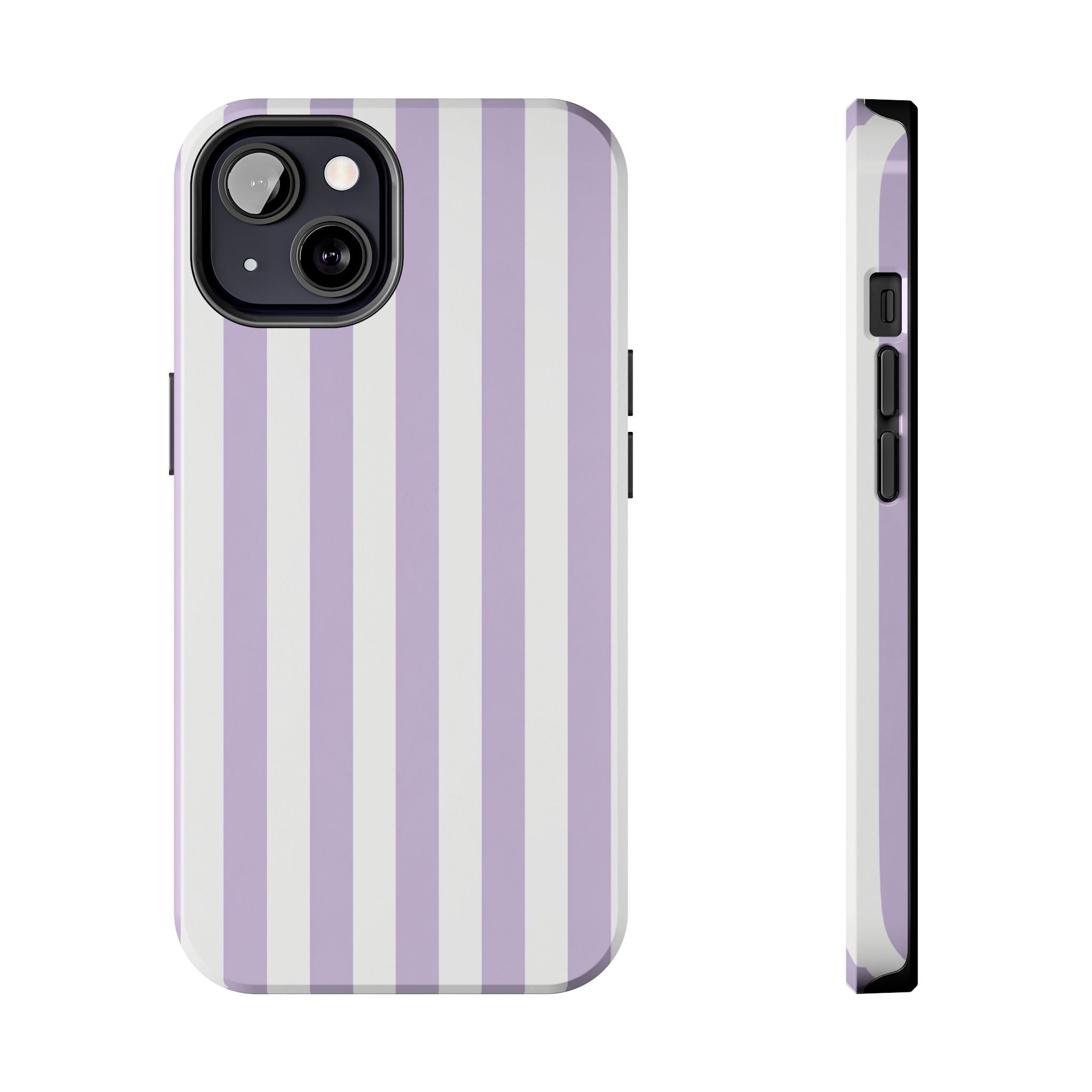 Lavender Mist Striped Tough Phone Case | Soft Purple & White Preppy iPhone Case