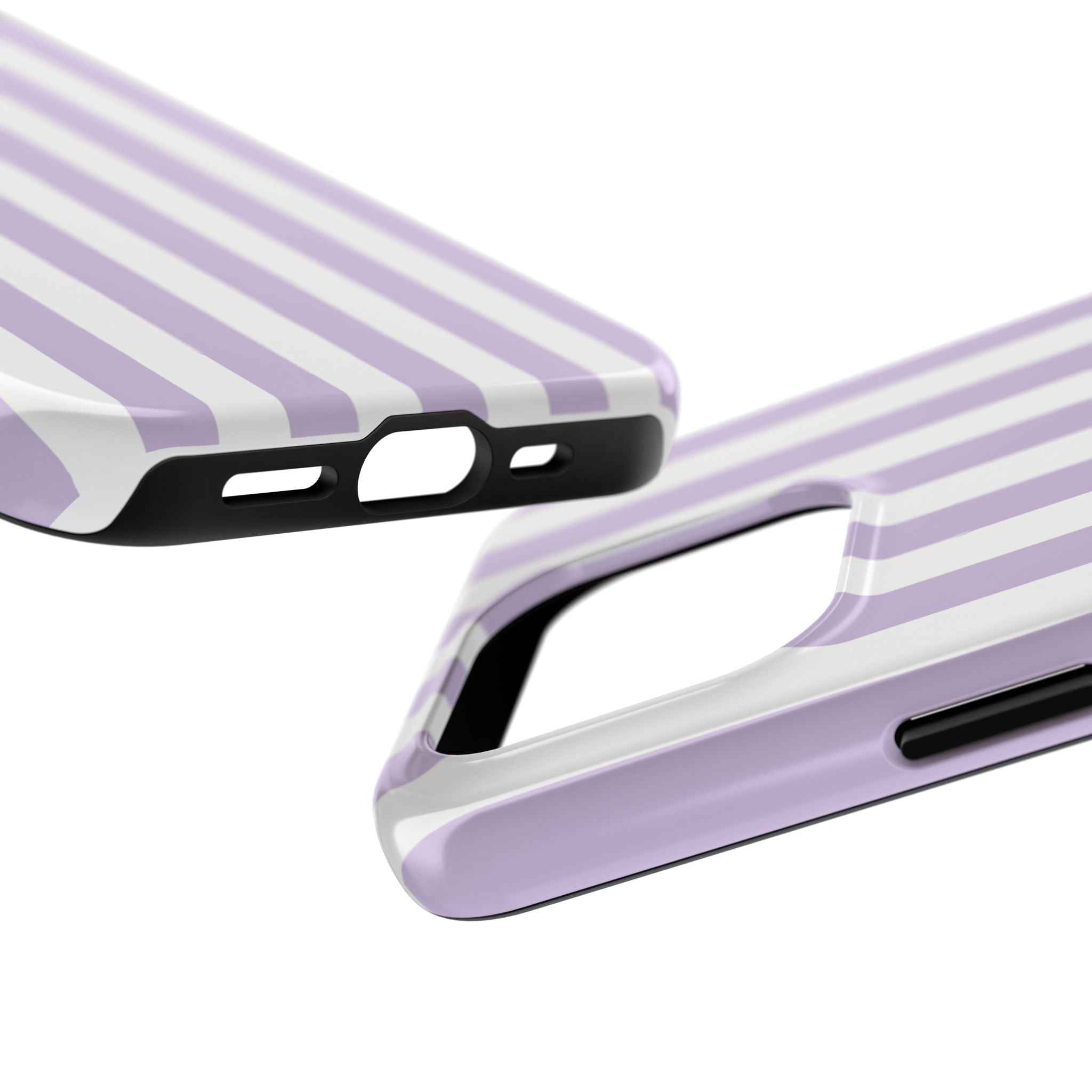 Lavender Mist Striped Tough Phone Case | Soft Purple & White Preppy iPhone Case