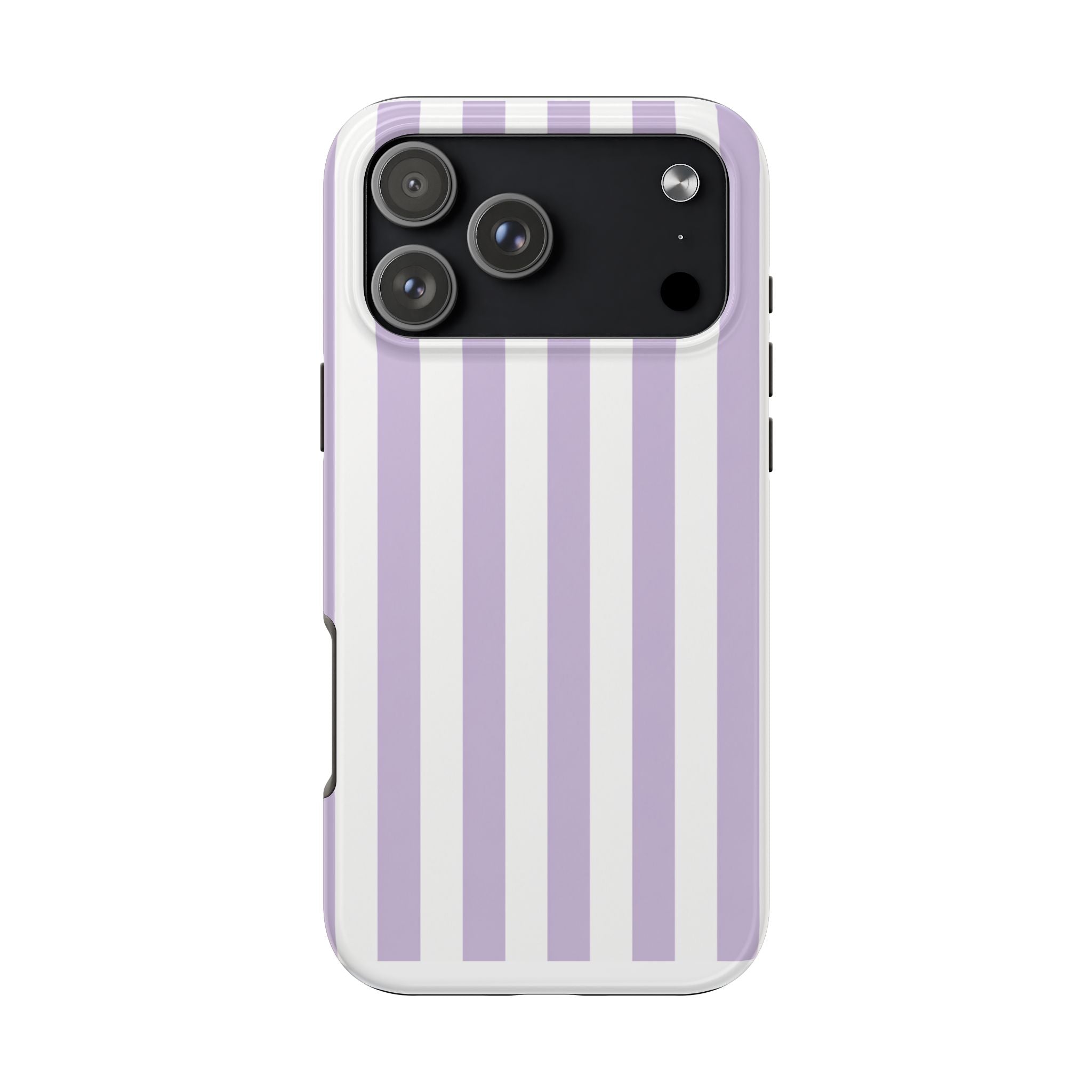 Lavender Mist Striped Tough Phone Case | Soft Purple & White Preppy iPhone Case