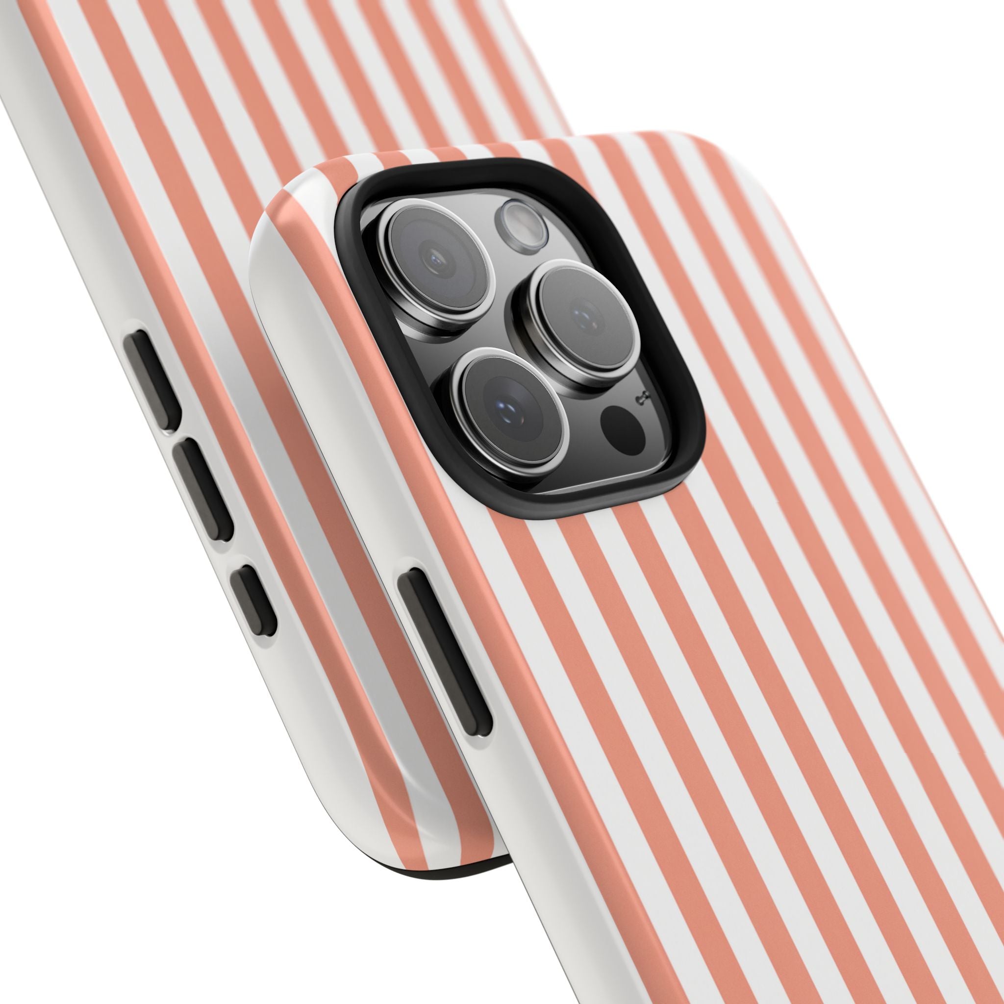 Coral Reef Striped Tough Phone Case | Coral & White Coastal iPhone Case
