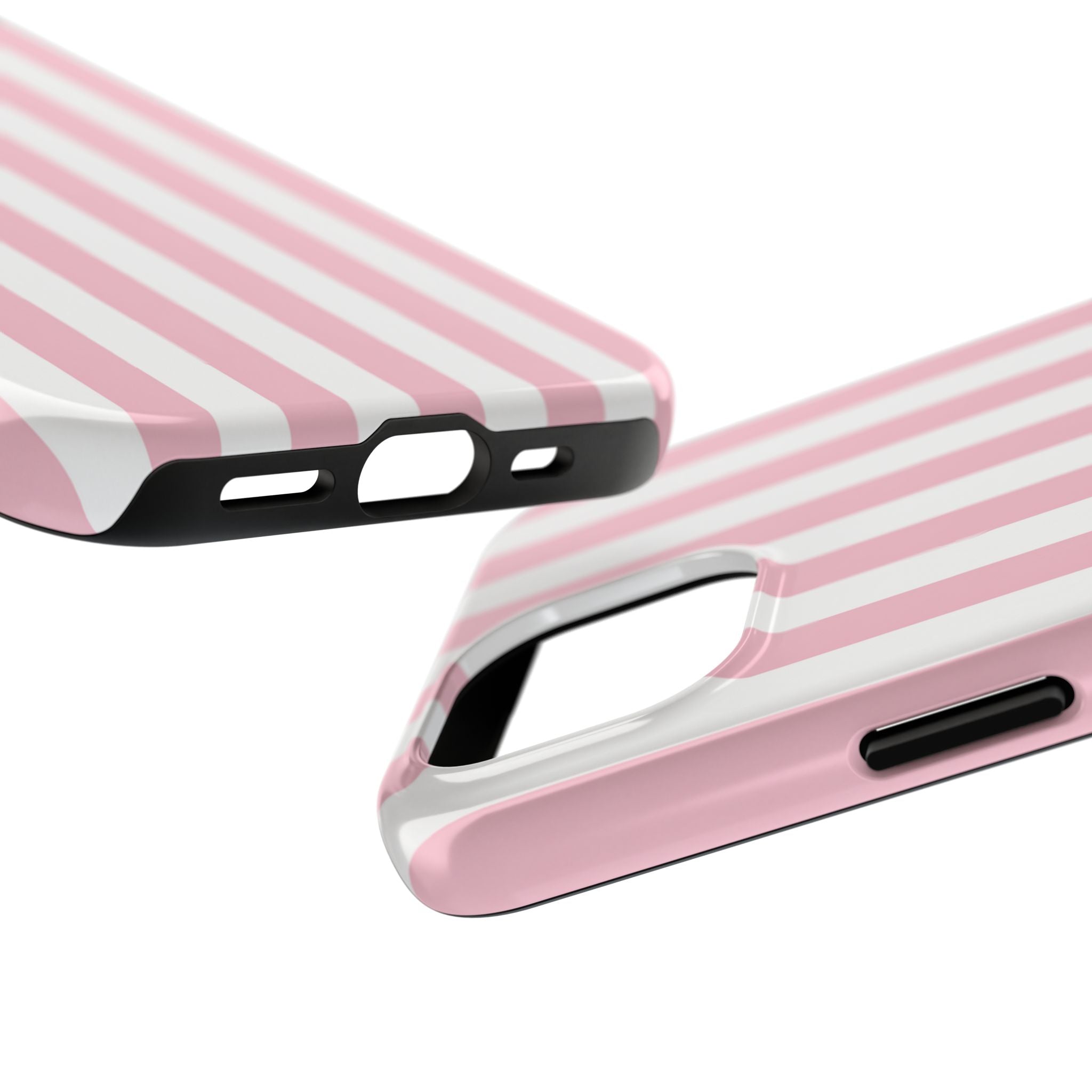 Pink Blush Striped Tough Phone Case | Soft Pink & White Preppy iPhone Case