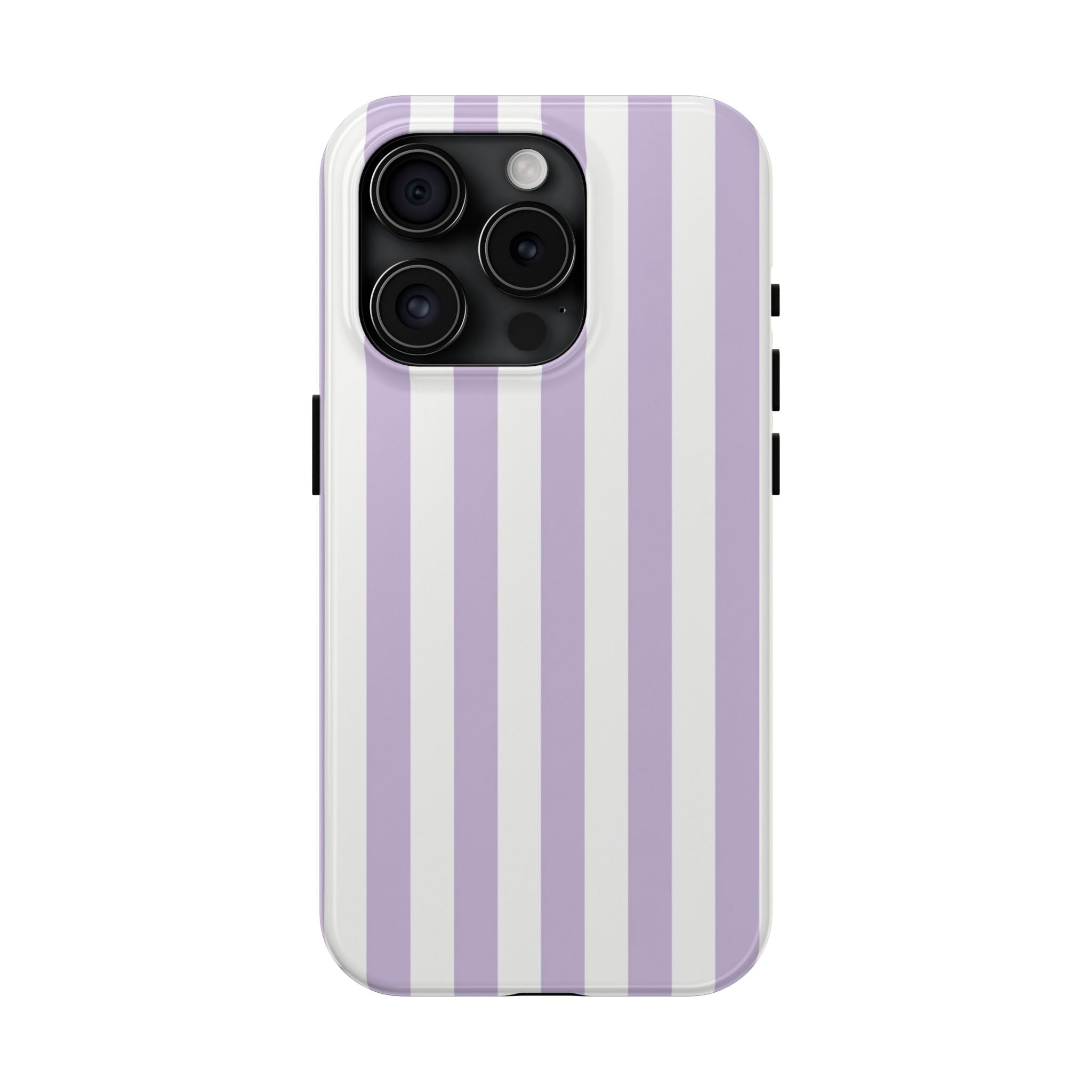 Lavender Mist Striped Tough Phone Case | Soft Purple & White Preppy iPhone Case