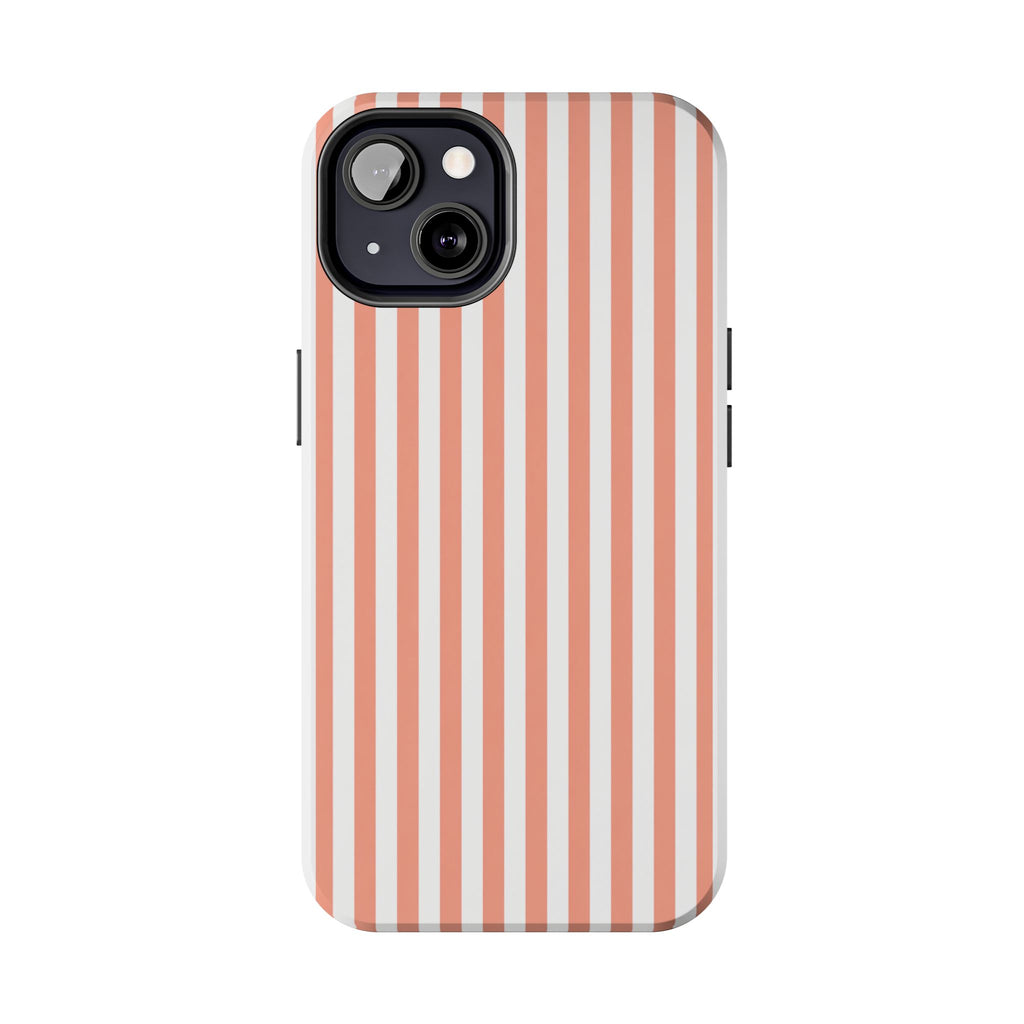 Coral Reef Striped Tough Phone Case | Coral & White Coastal iPhone Case