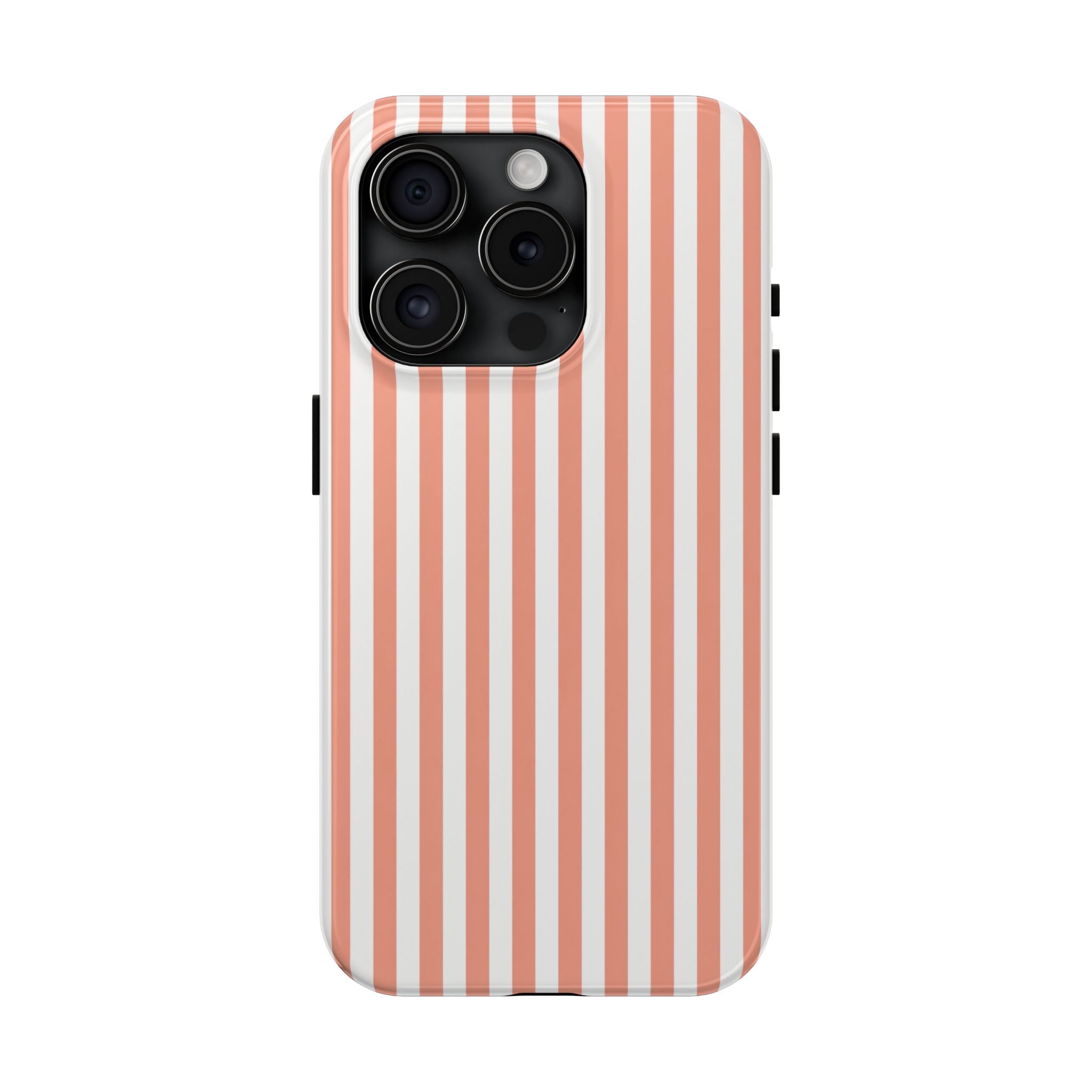 Coral Reef Striped Tough Phone Case | Coral & White Coastal iPhone Case