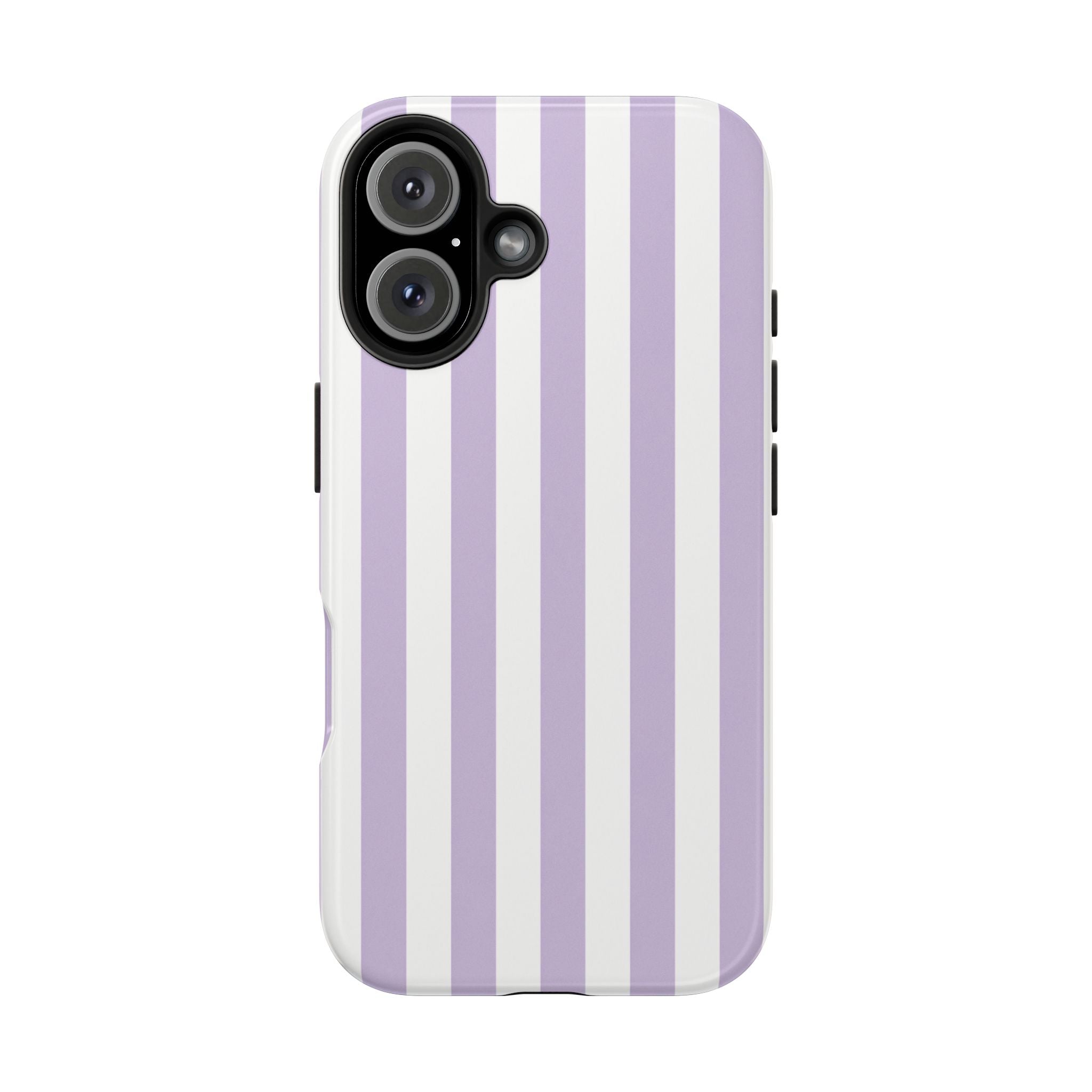 Lavender Mist Striped Tough Phone Case | Soft Purple & White Preppy iPhone Case