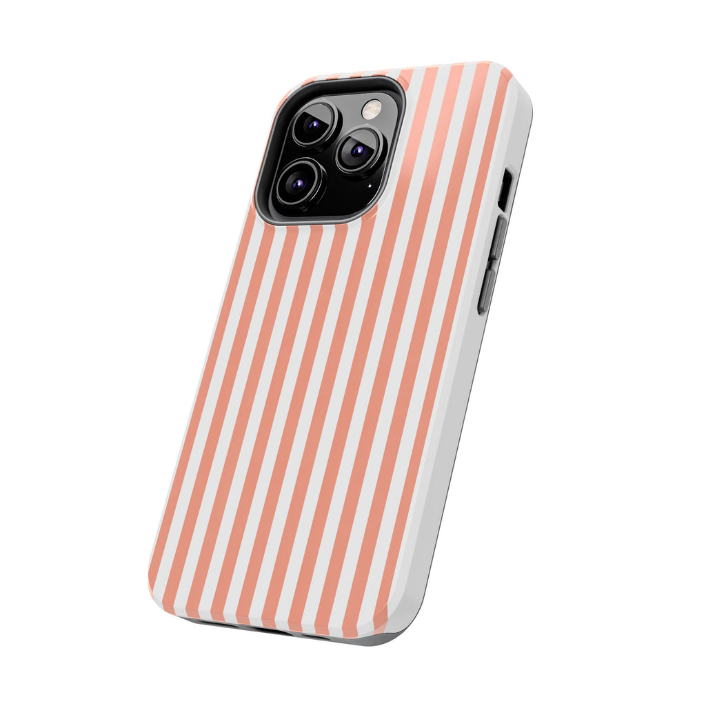 Coral Reef Striped Tough Phone Case | Coral & White Coastal iPhone Case