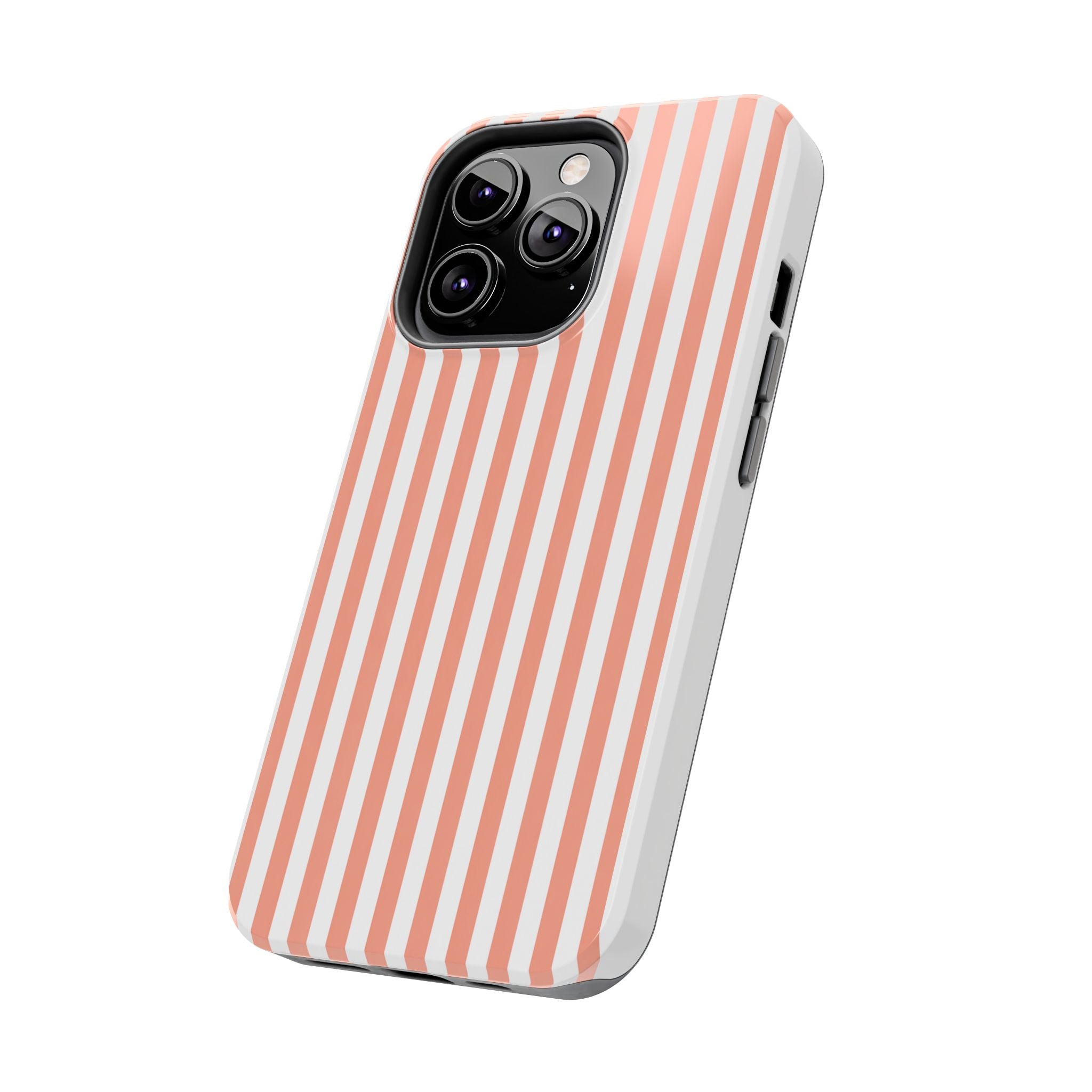Coral Reef Striped Tough Phone Case | Coral & White Coastal iPhone Case