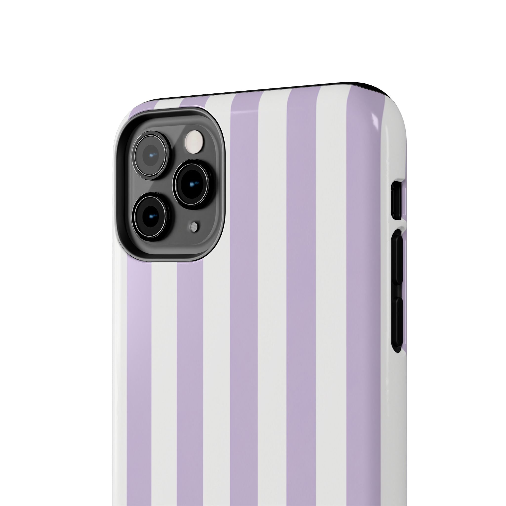 Lavender Mist Striped Tough Phone Case | Soft Purple & White Preppy iPhone Case
