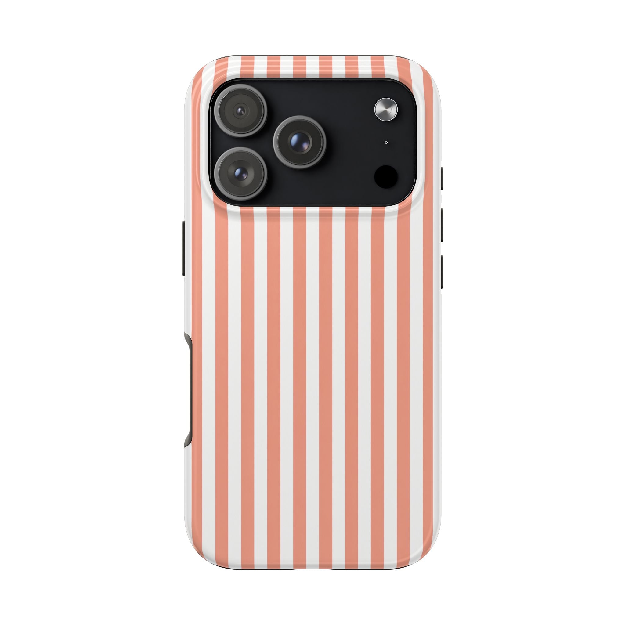 Coral Reef Striped Tough Phone Case | Coral & White Coastal iPhone Case