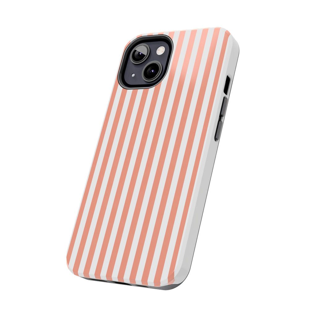 Coral Reef Striped Tough Phone Case | Coral & White Coastal iPhone Case