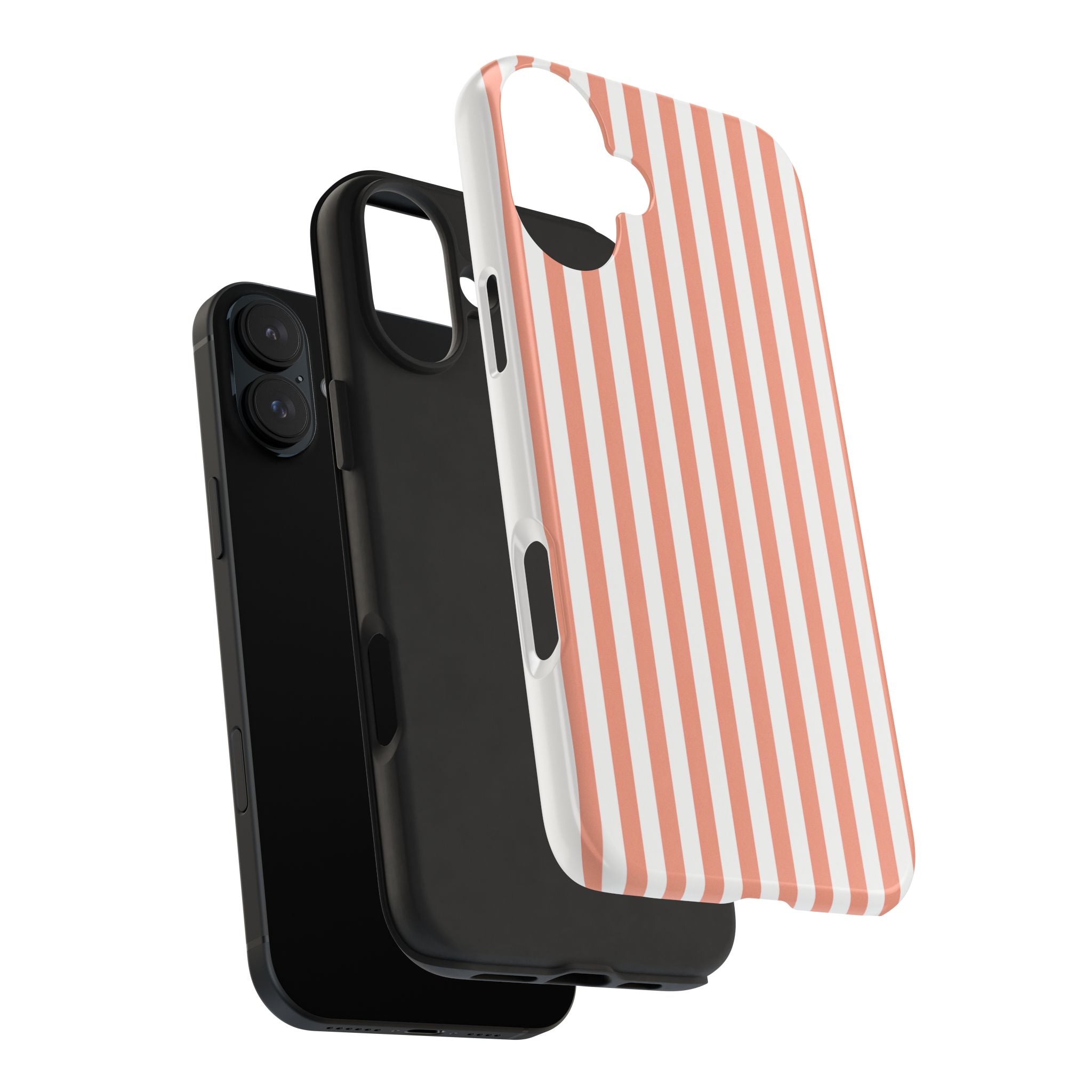 Coral Reef Striped Tough Phone Case | Coral & White Coastal iPhone Case