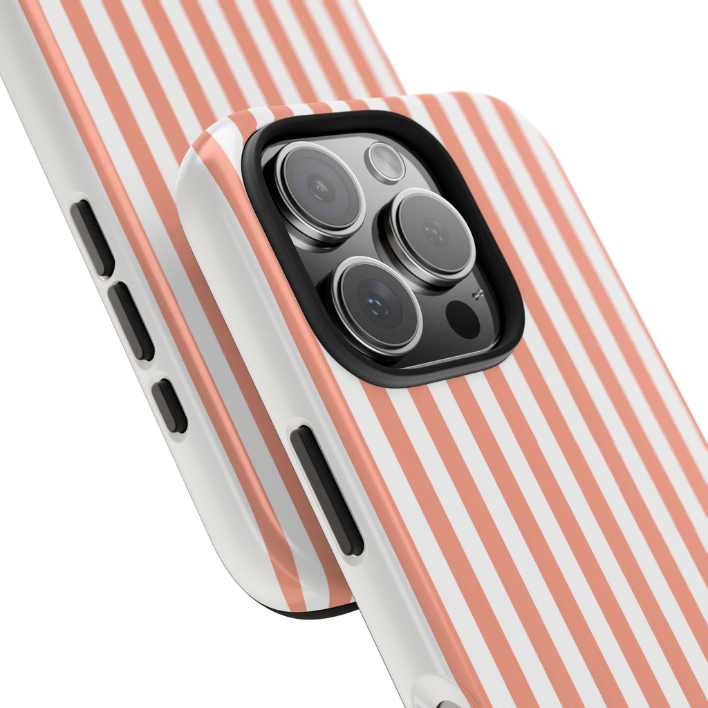Coral Reef Striped Tough Phone Case | Coral & White Coastal iPhone Case