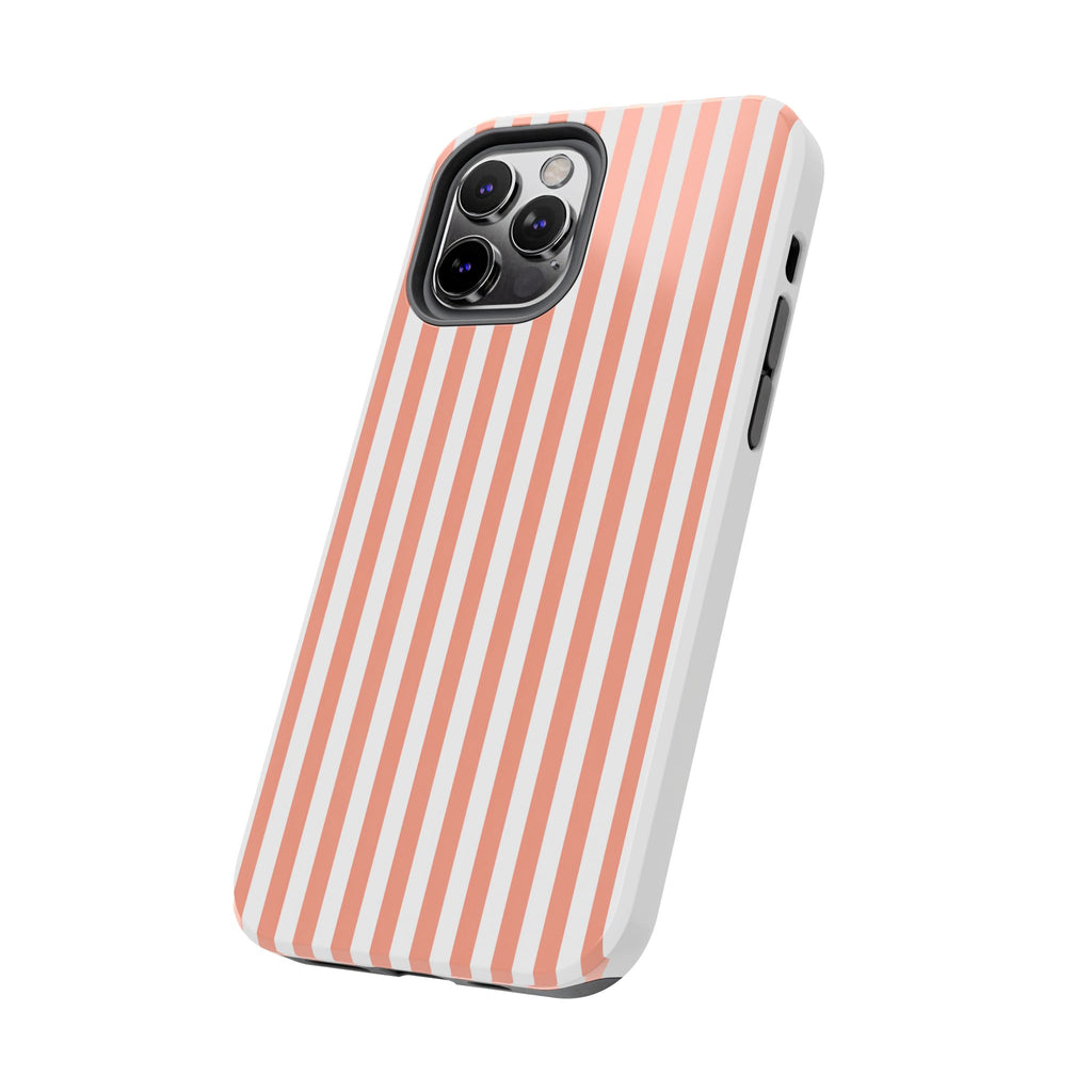 Coral Reef Striped Tough Phone Case | Coral & White Coastal iPhone Case