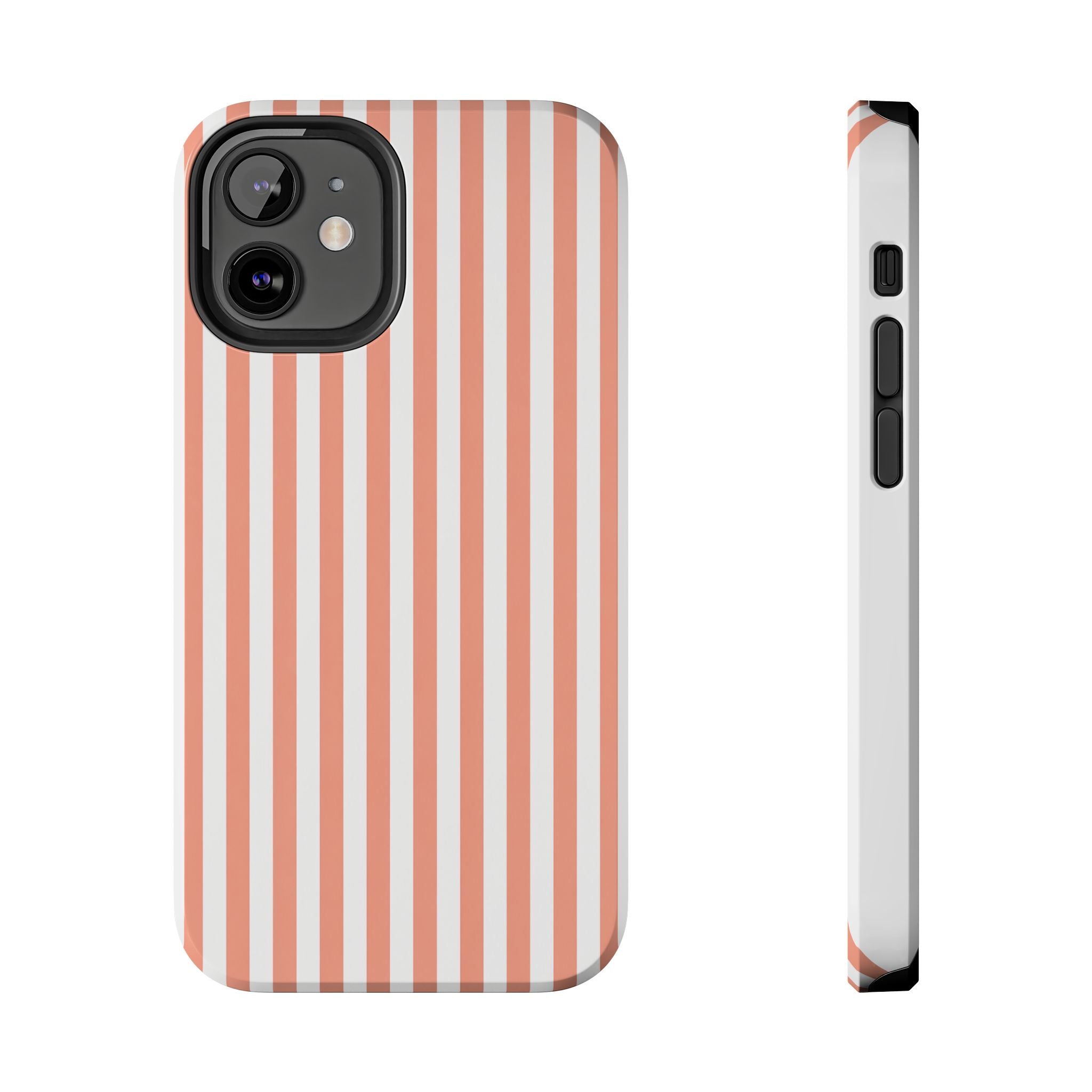 Coral Reef Striped Tough Phone Case | Coral & White Coastal iPhone Case