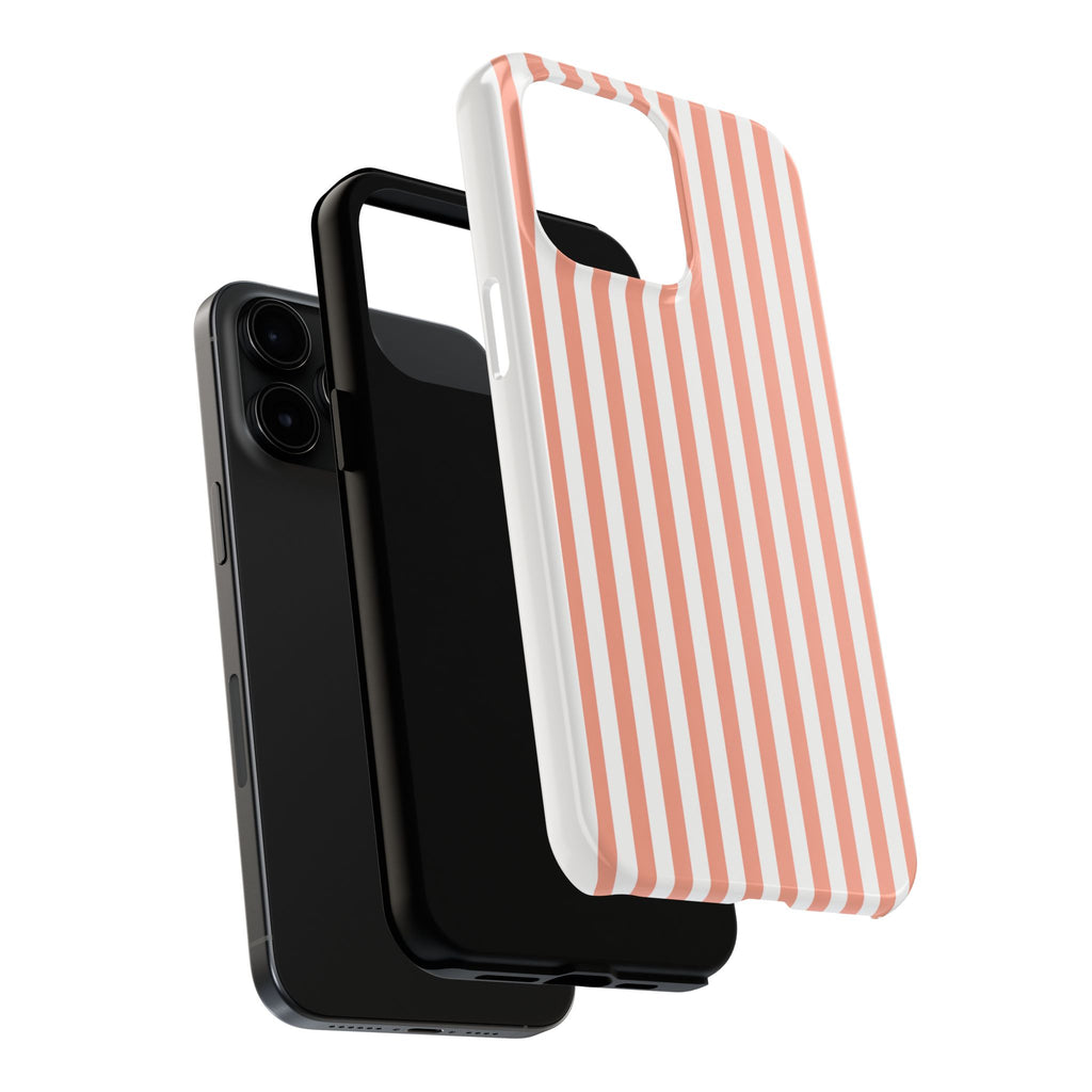 Coral Reef Striped Tough Phone Case | Coral & White Coastal iPhone Case