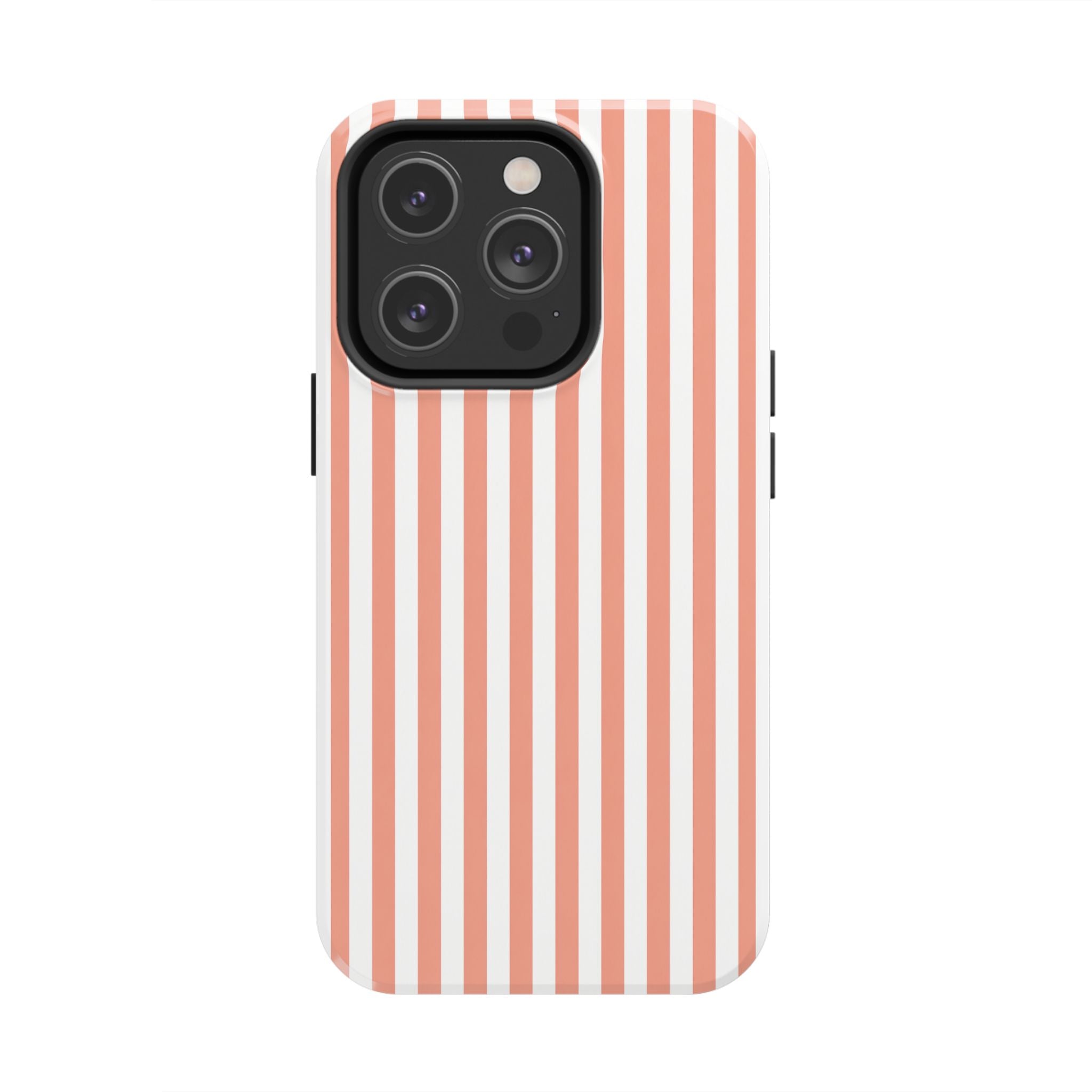 Coral Reef Striped Tough Phone Case | Coral & White Coastal iPhone Case