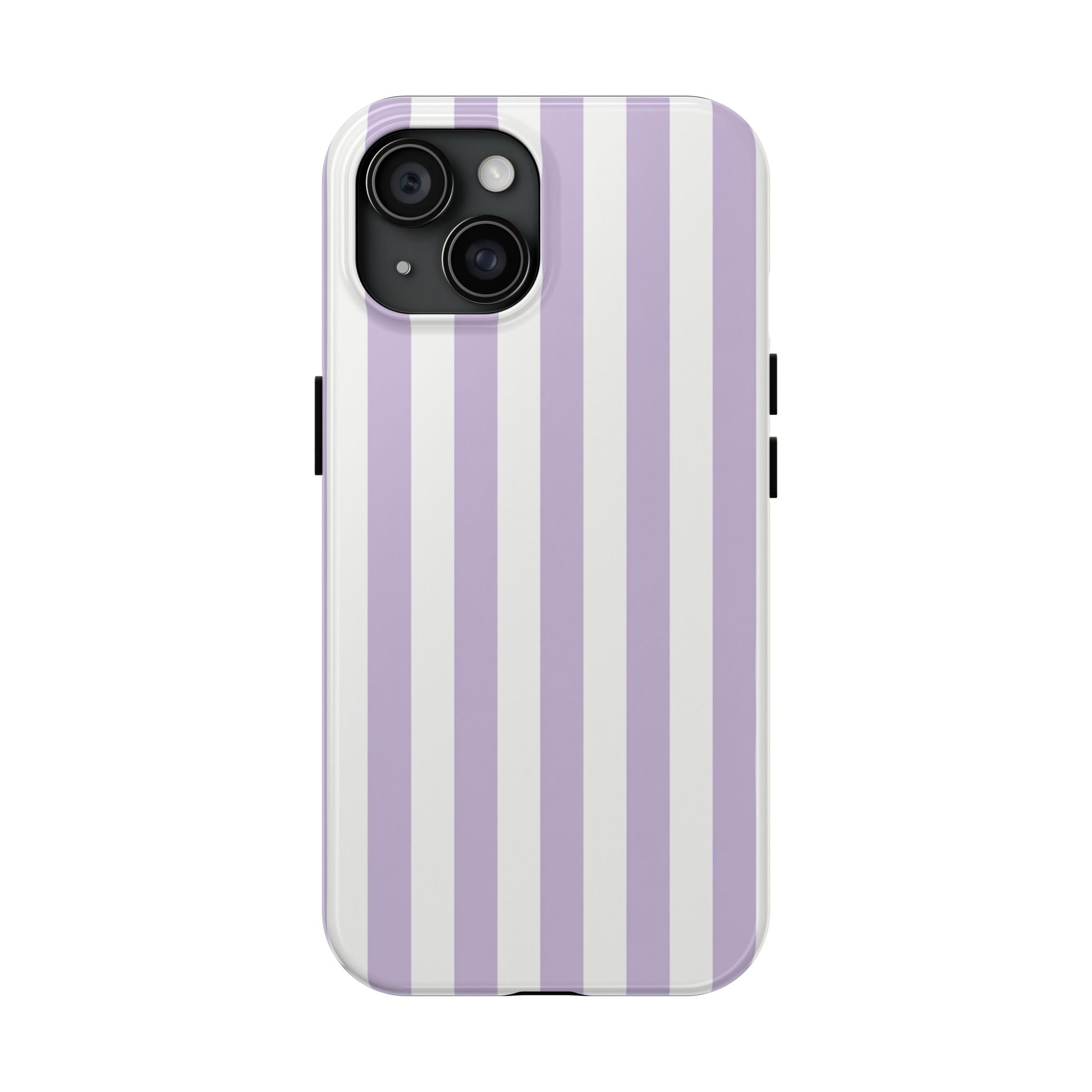 Lavender Mist Striped Tough Phone Case | Soft Purple & White Preppy iPhone Case