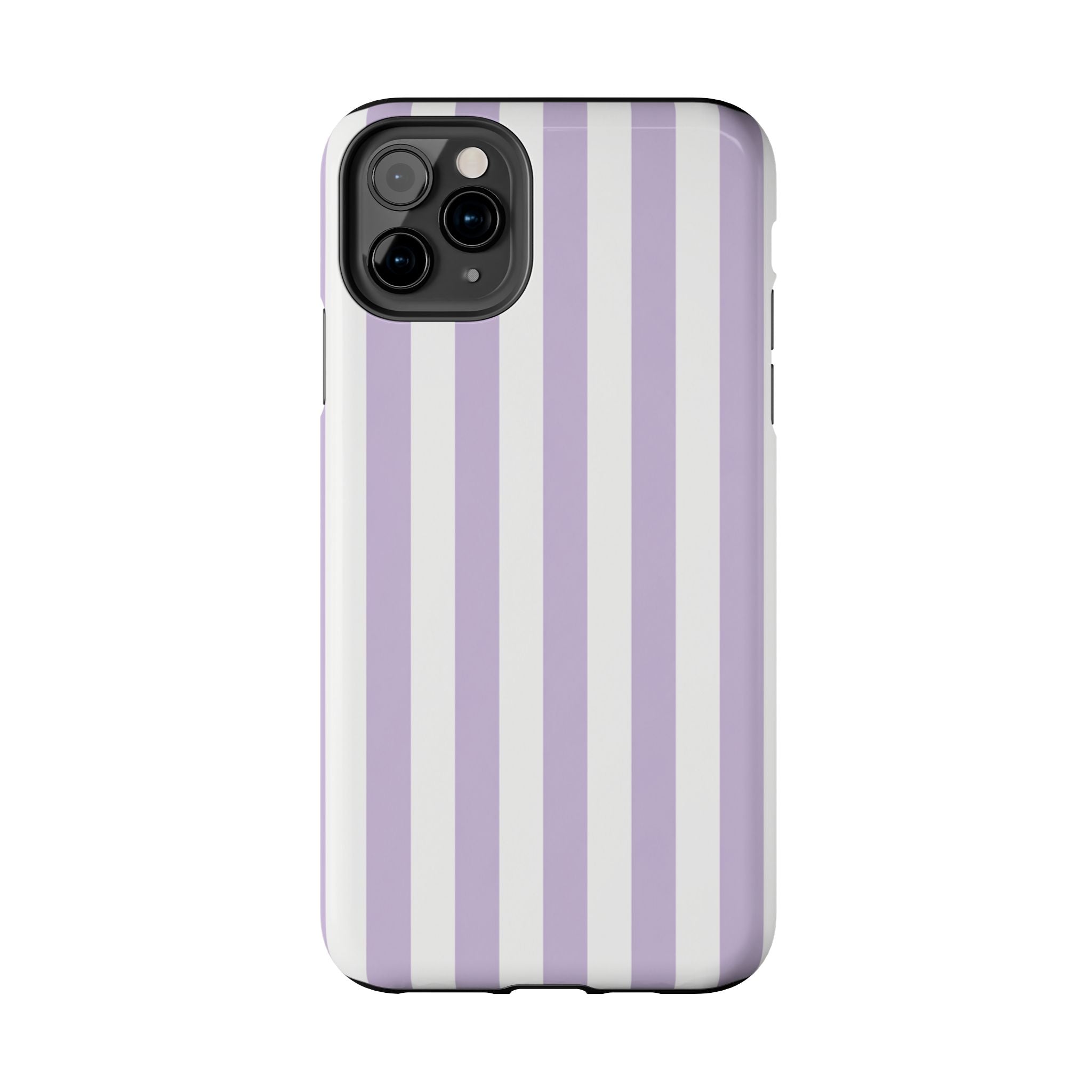 Lavender Mist Striped Tough Phone Case | Soft Purple & White Preppy iPhone Case