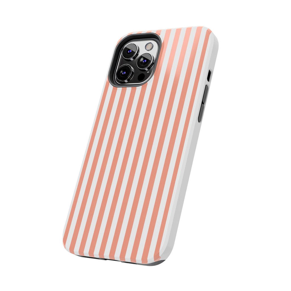 Coral Reef Striped Tough Phone Case | Coral & White Coastal iPhone Case