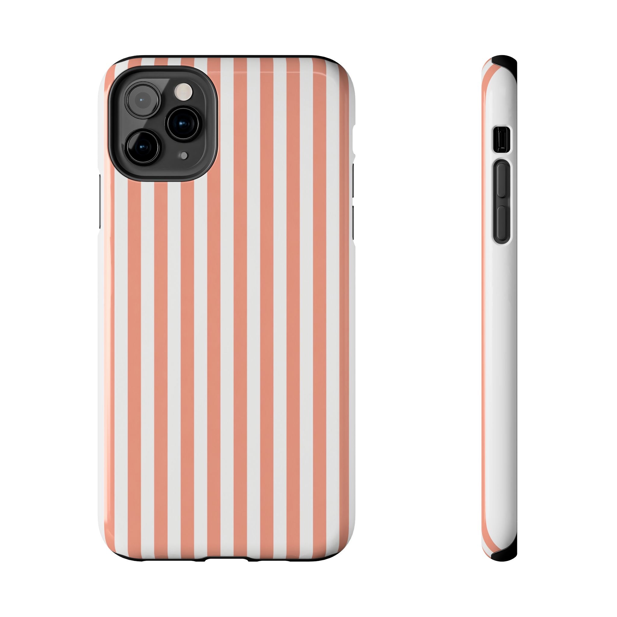 Coral Reef Striped Tough Phone Case | Coral & White Coastal iPhone Case