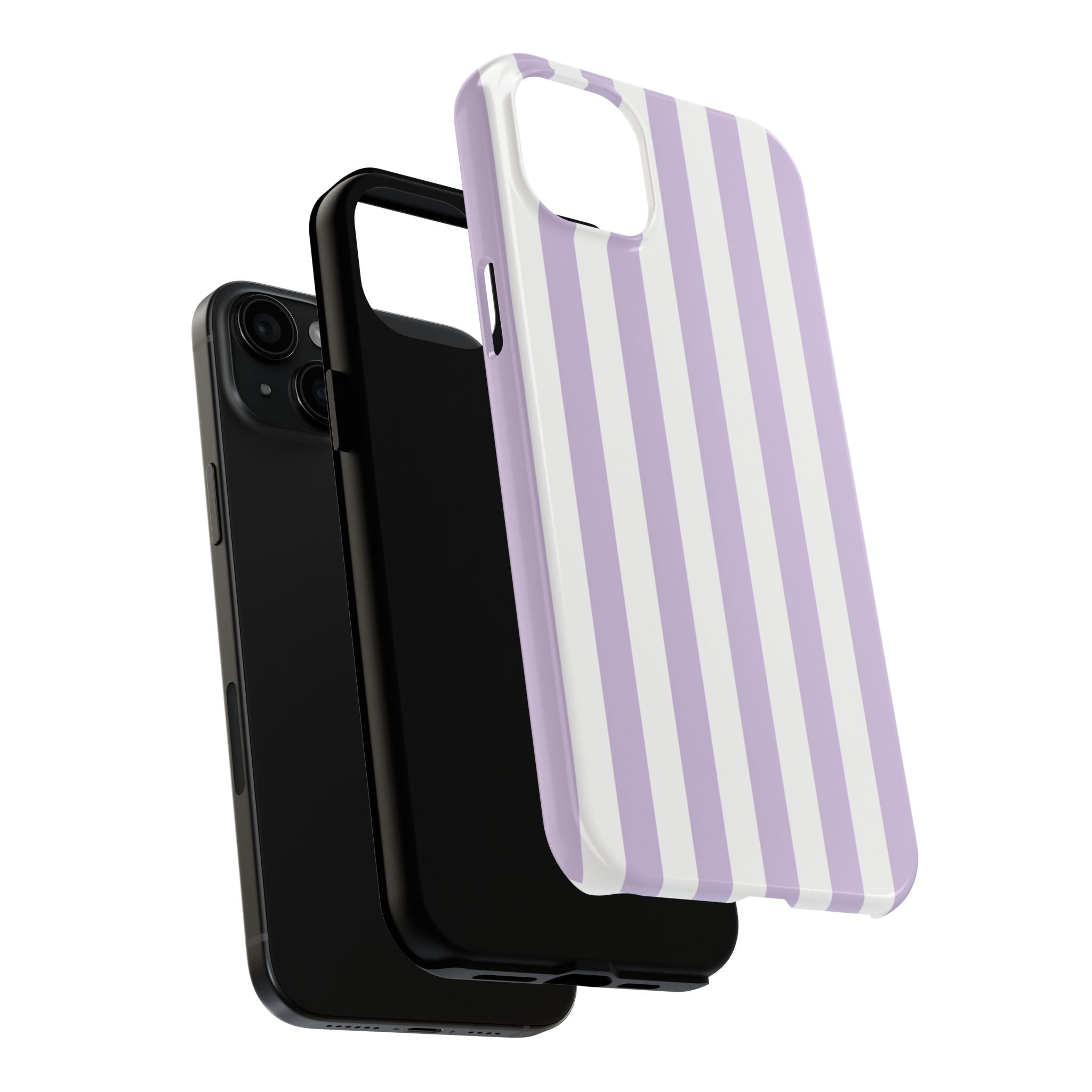 Lavender Mist Striped Tough Phone Case | Soft Purple & White Preppy iPhone Case