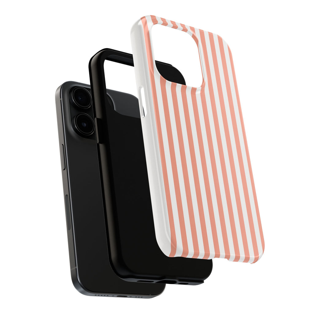 Coral Reef Striped Tough Phone Case | Coral & White Coastal iPhone Case